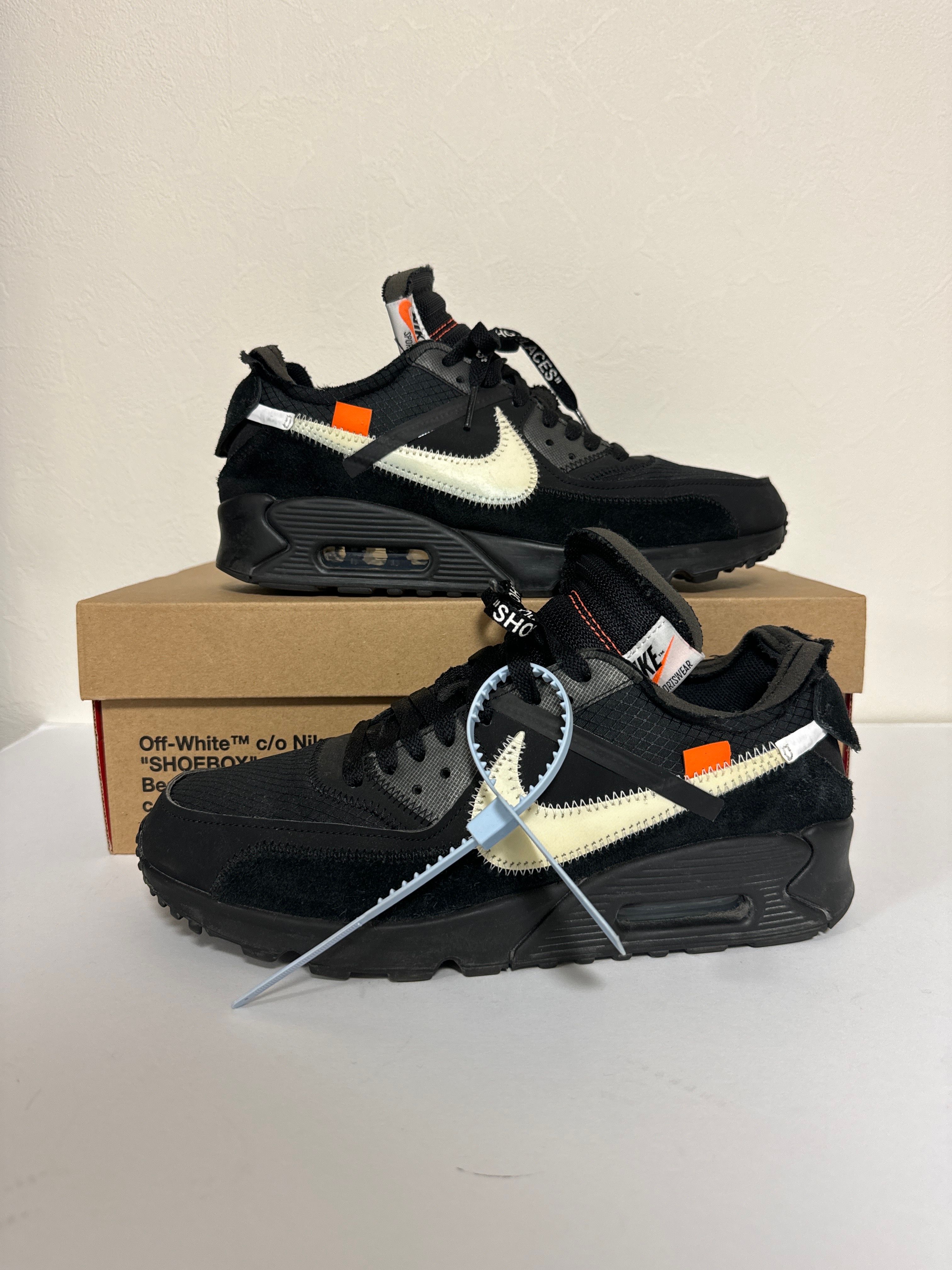 Off-White × Nike Air Max 90 "Black/Black-Cone-White"