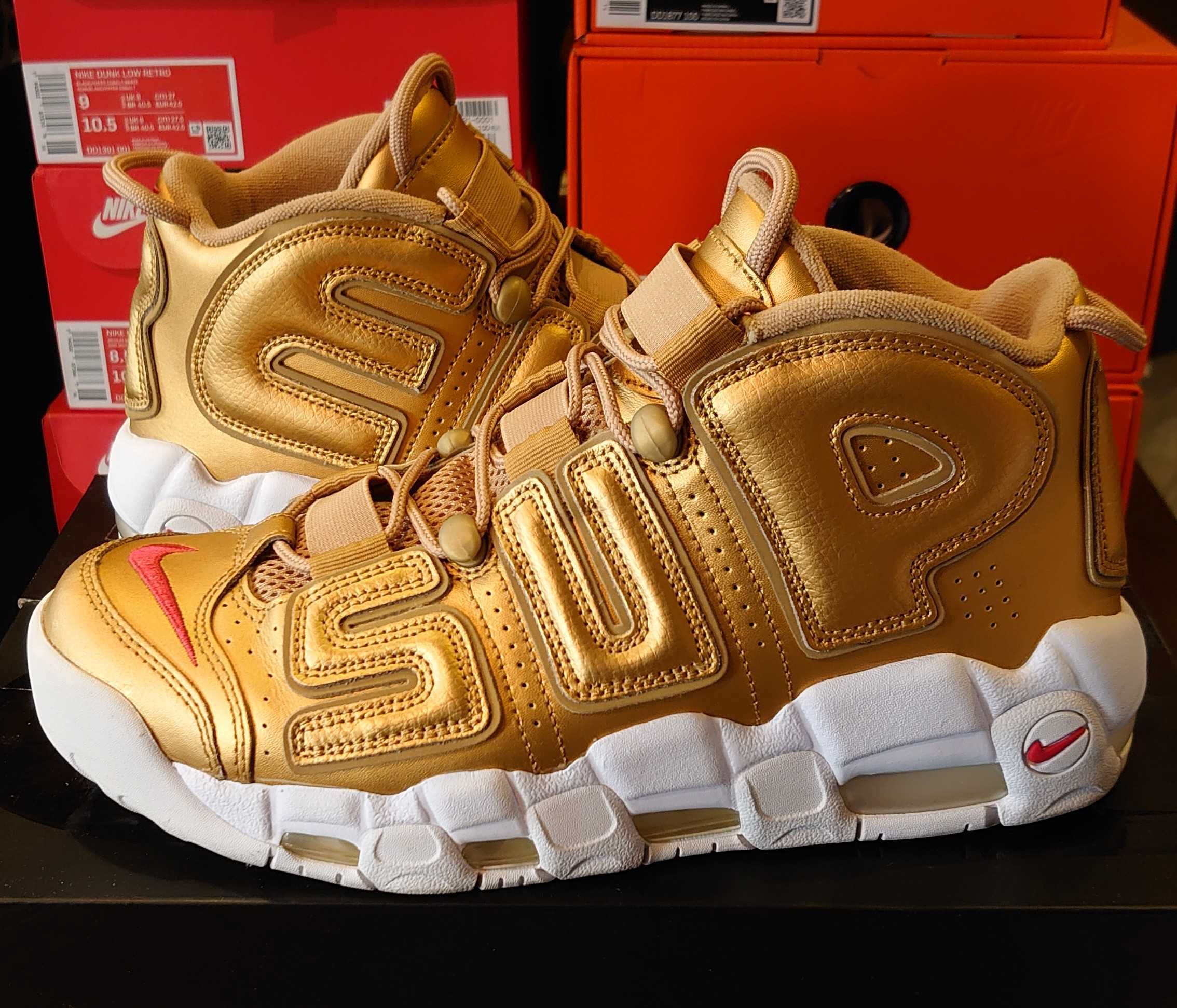 Supreme × Nike Air More Uptempo "Metallic Gold"