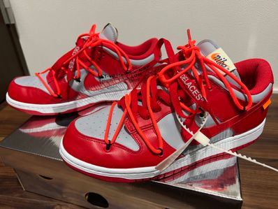 Off-White × Nike Dunk Low "University Red/Wolf Grey"