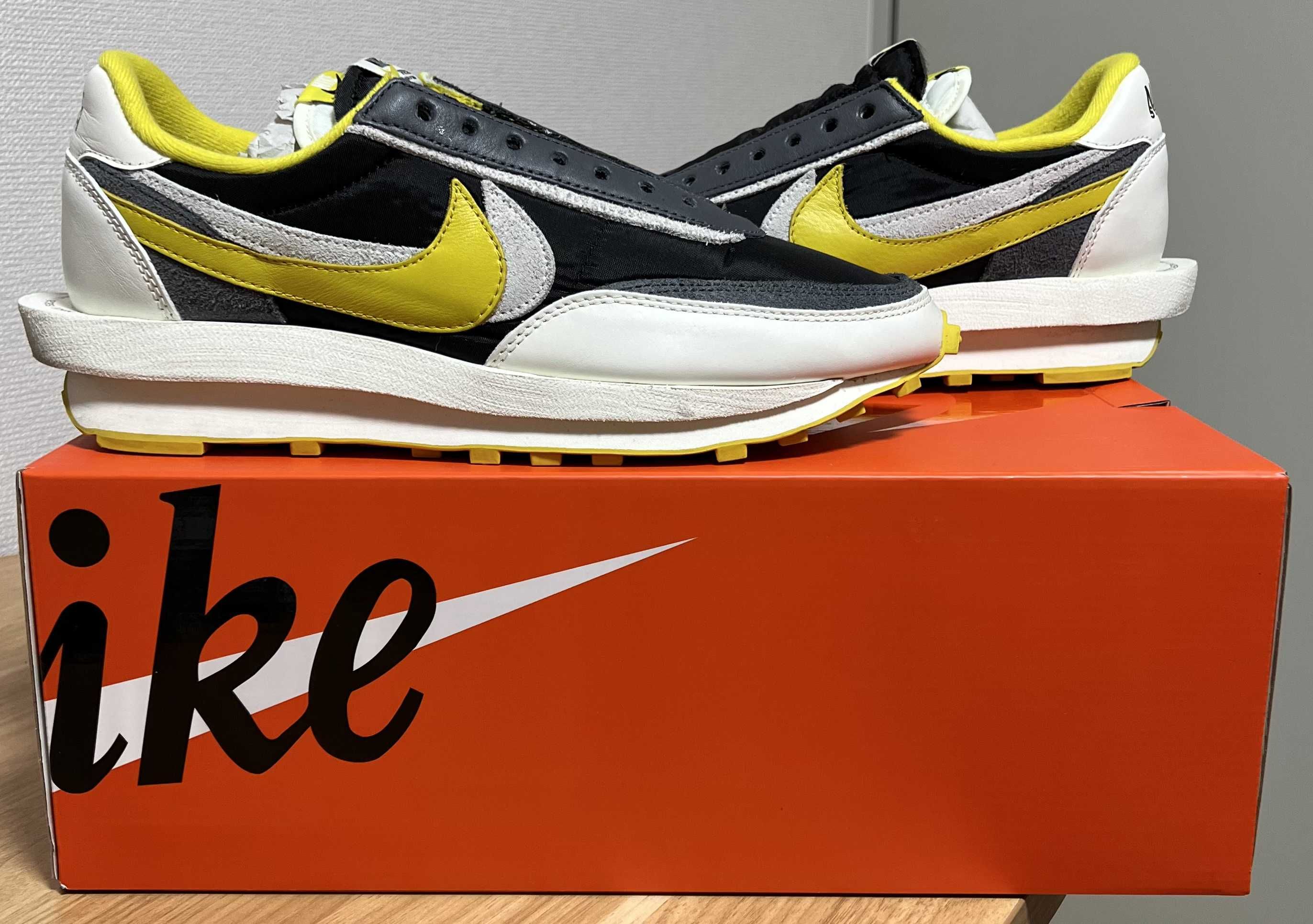 UNDERCOVER × sacai × Nike LD Waffle "Black/Sail-Dark Grey-Bright Citron"