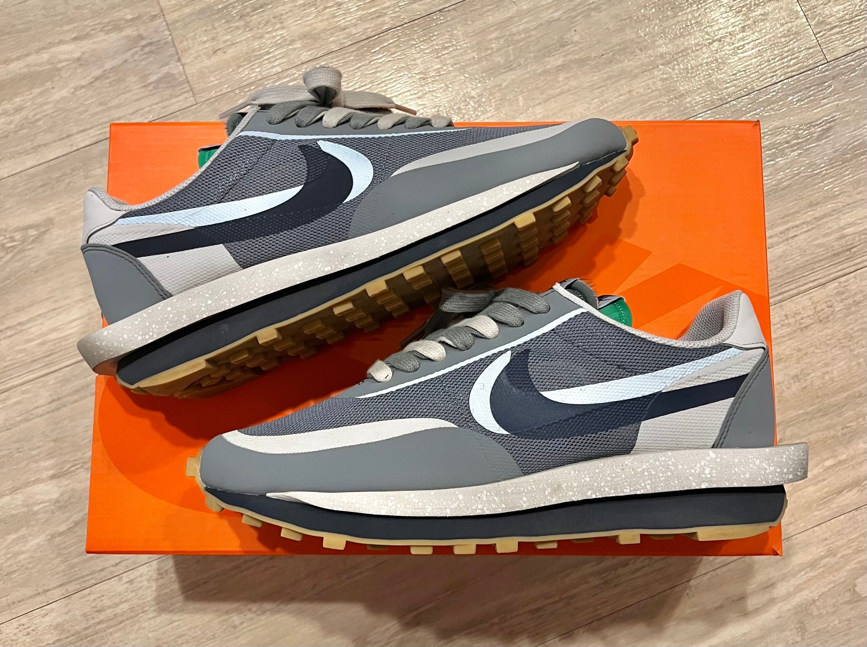 CLOT × Sacai × Nike LD Waffle "Grey Obsidian/Cool Grey"