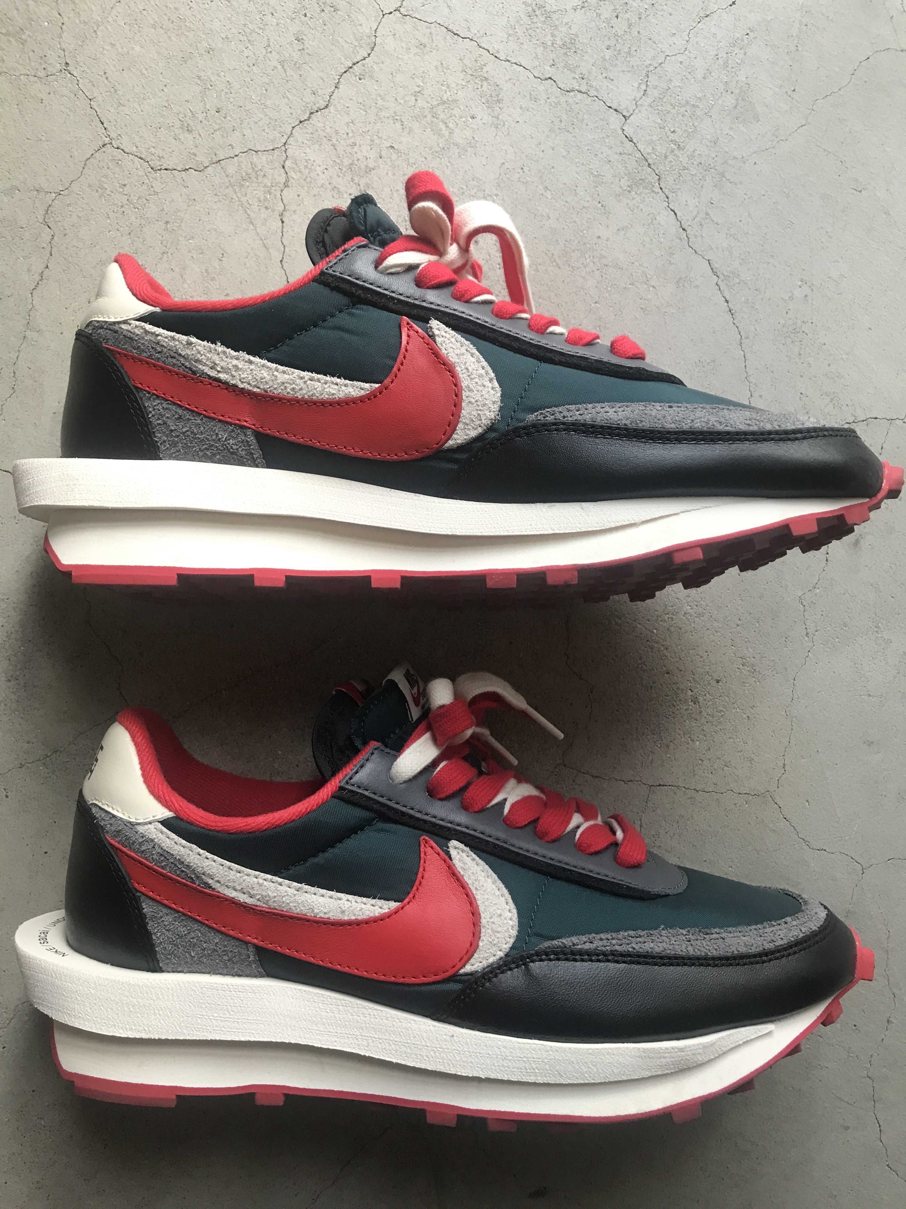 UNDERCOVER × sacai × Nike LD Waffle "Midnight Spruce/Pale Ivory-Dark Grey-University Red"