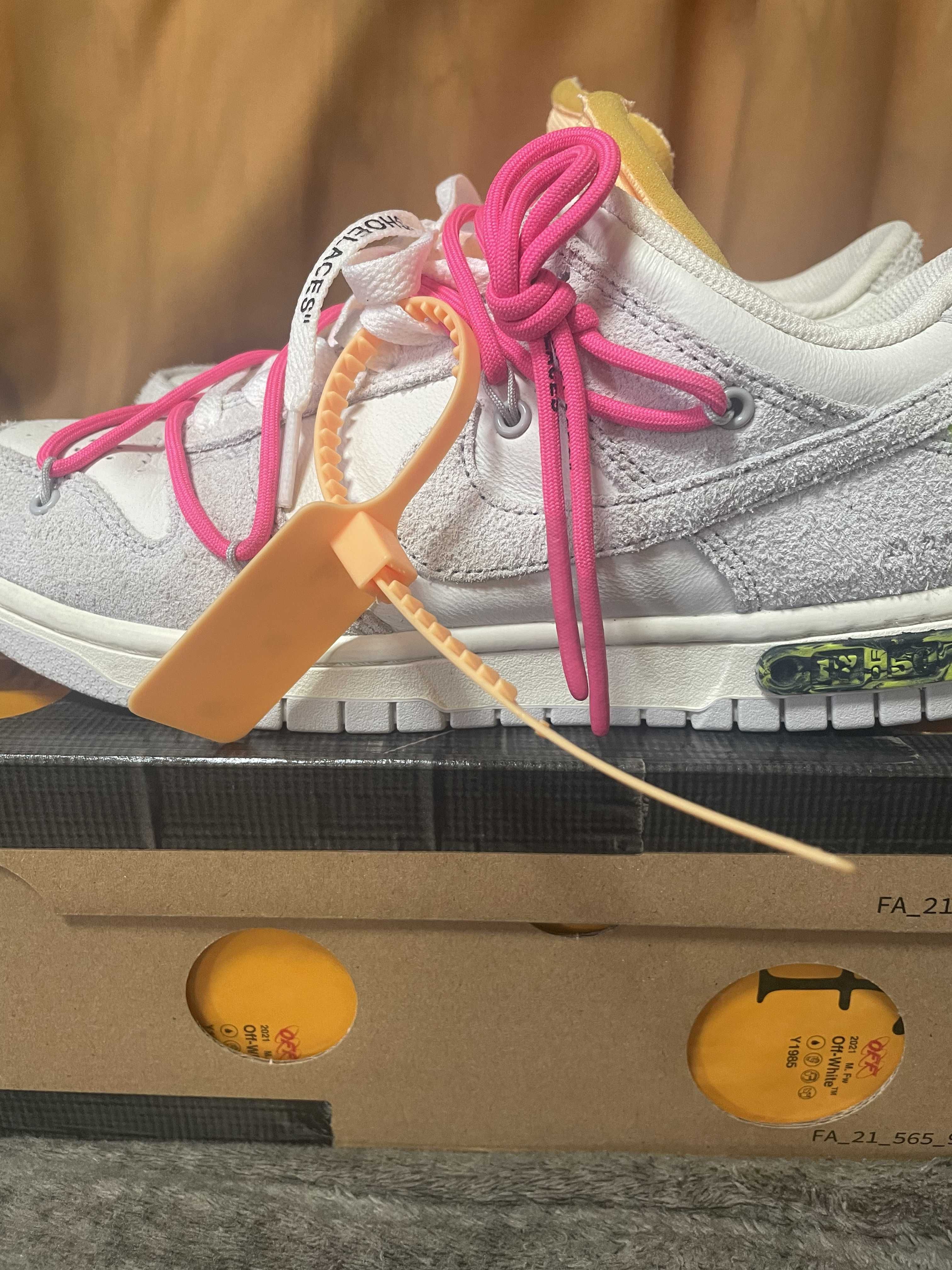 Off-White × Nike Dunk Low "Sail/Neutral Gray/Hyper Pink"
