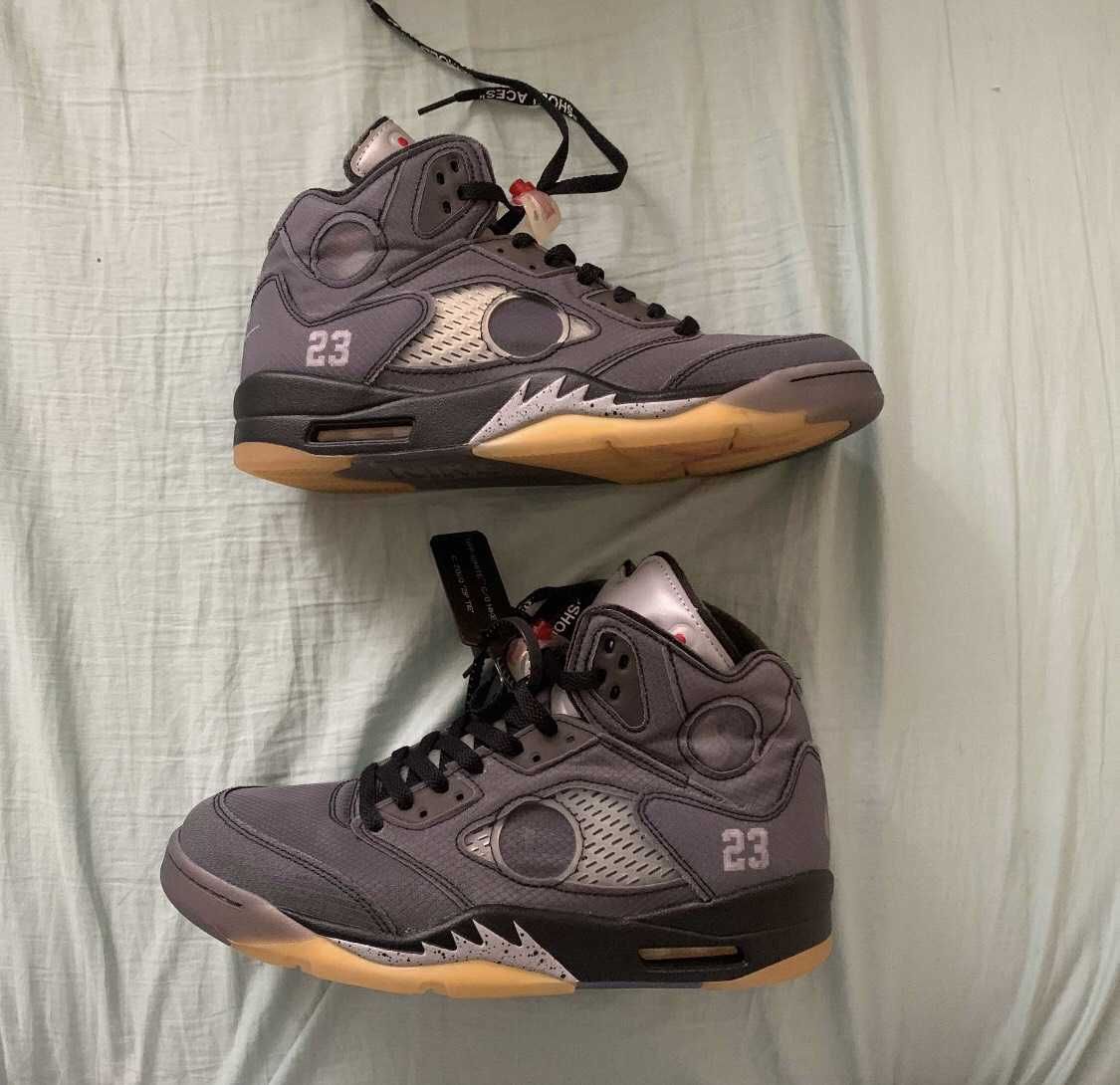 Off-White × Nike Air Jordan 5 "Black/Muslin/Fire Red"