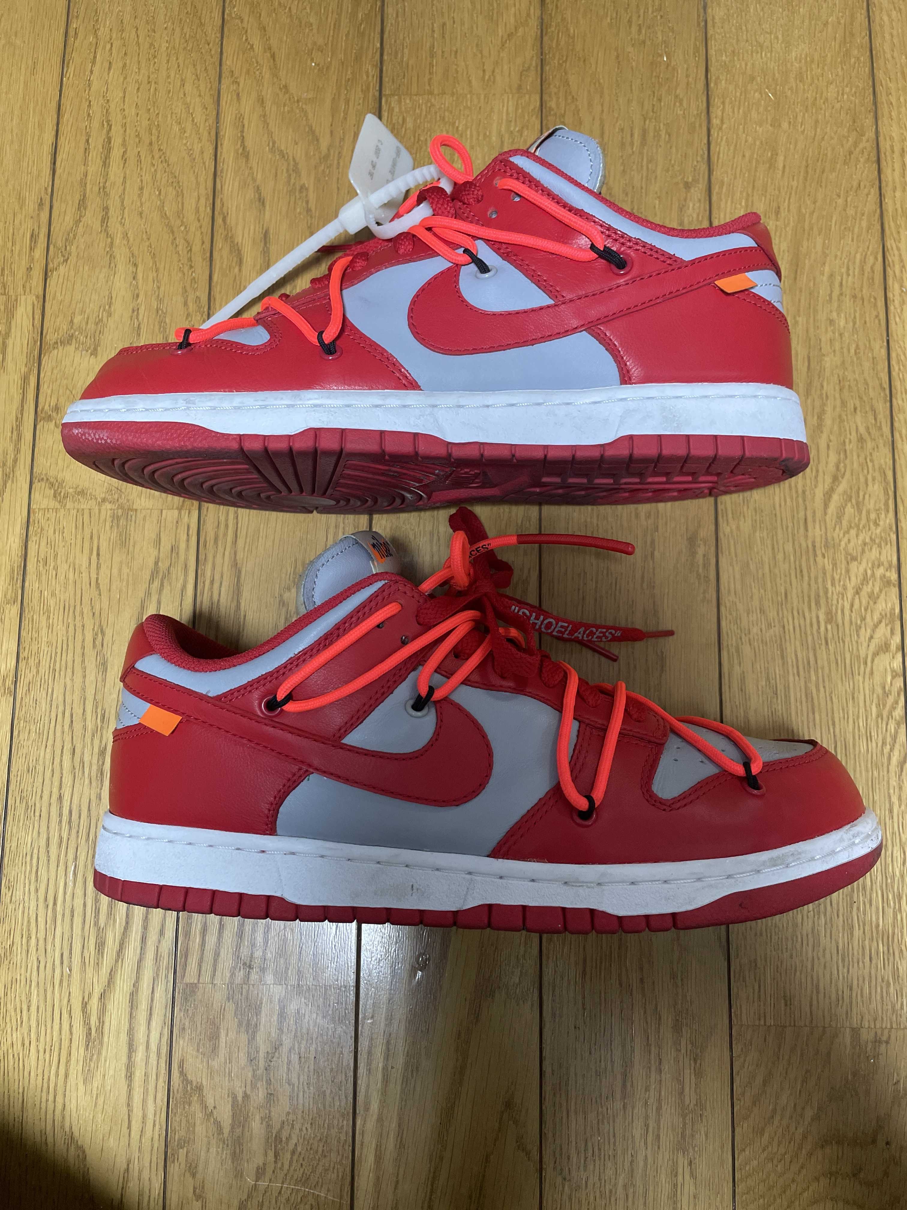 Off-White × Nike Dunk Low "University Red/Wolf Grey"