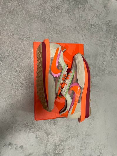 CLOT × Sacai × Nike LD Waffle "Orange Blaze"