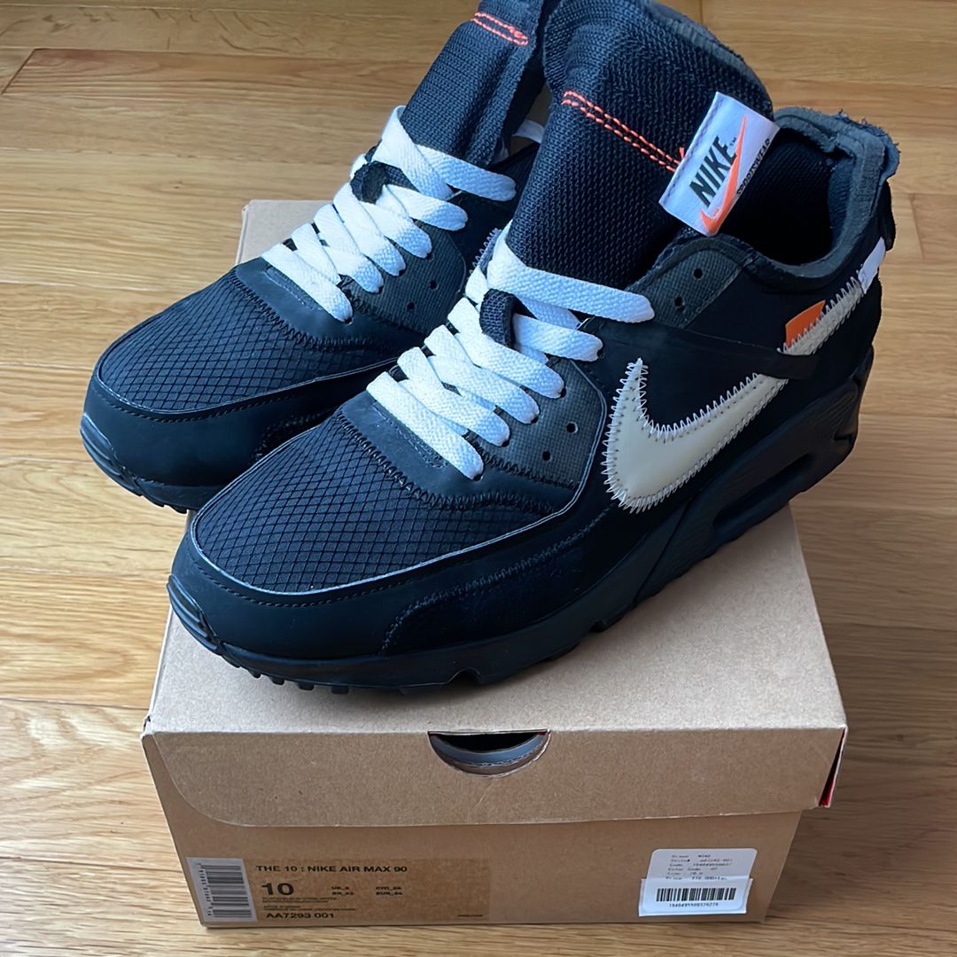 Off-White × Nike Air Max 90 "Black/Black-Cone-White"