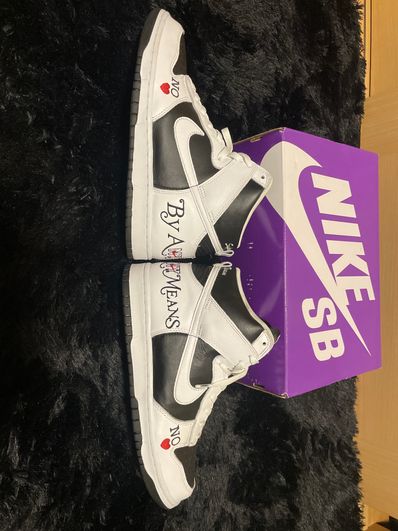 Supreme × Nike SB Dunk High By Any Means "White Black"