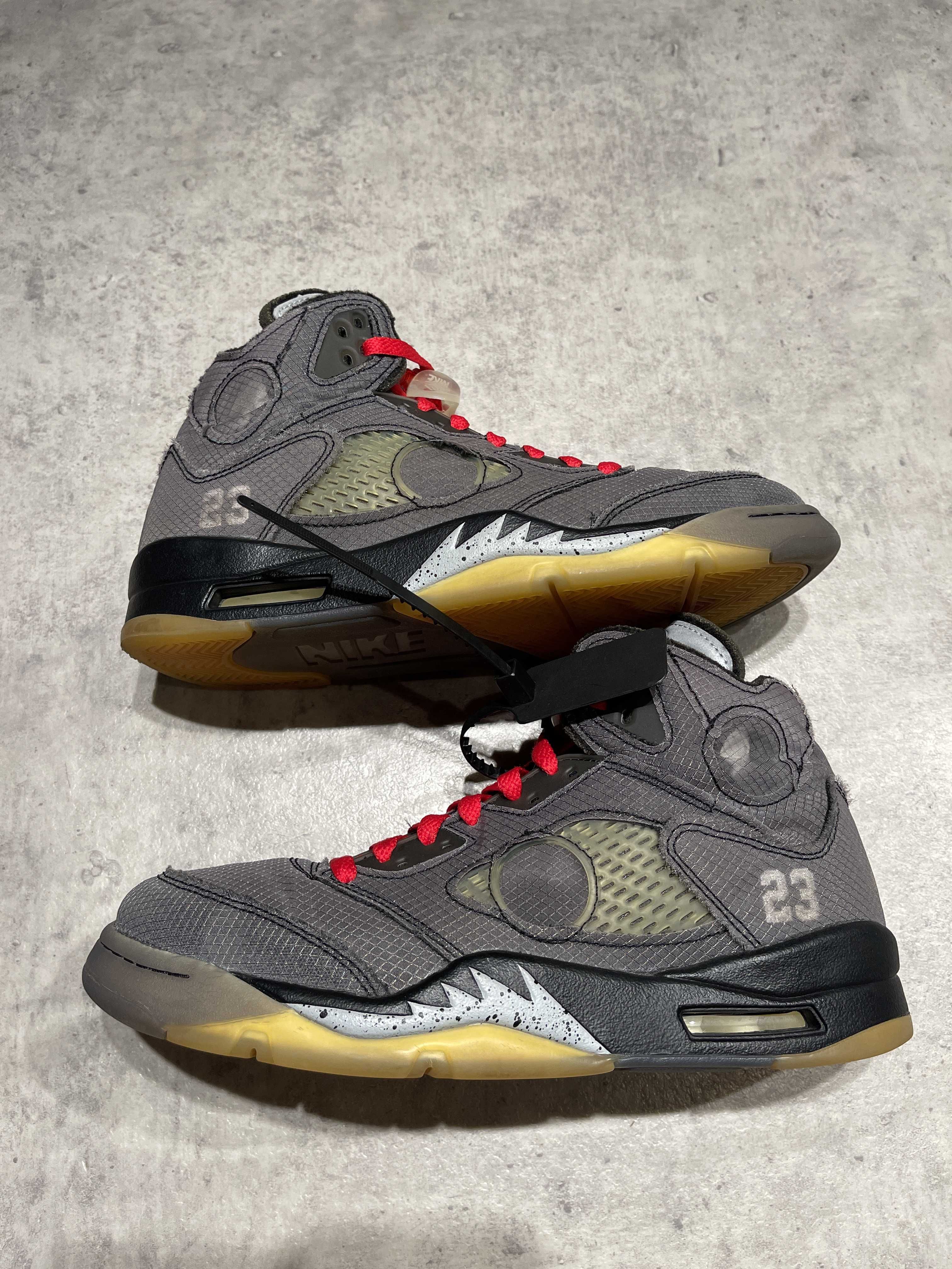 Off-White × Nike Air Jordan 5 "Black/Muslin/Fire Red"