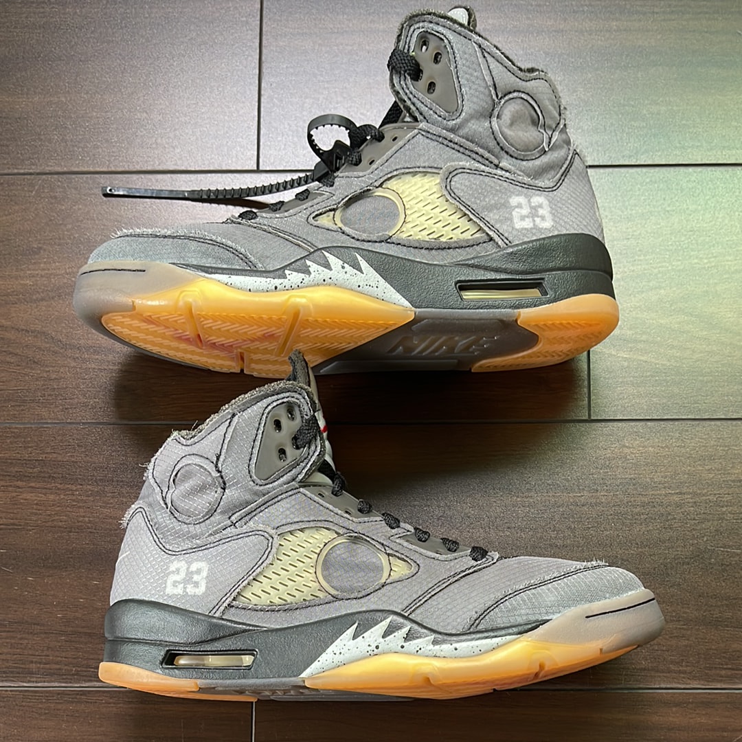 Off-White × Nike Air Jordan 5 "Black/Muslin/Fire Red"