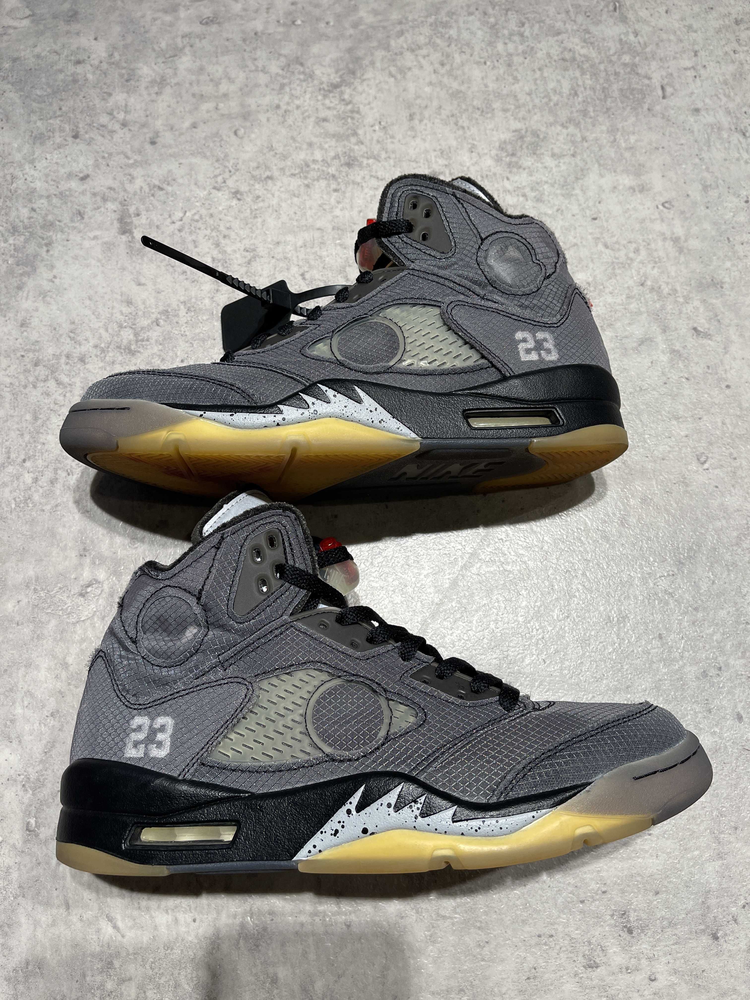 Off-White × Nike Air Jordan 5 "Black/Muslin/Fire Red"