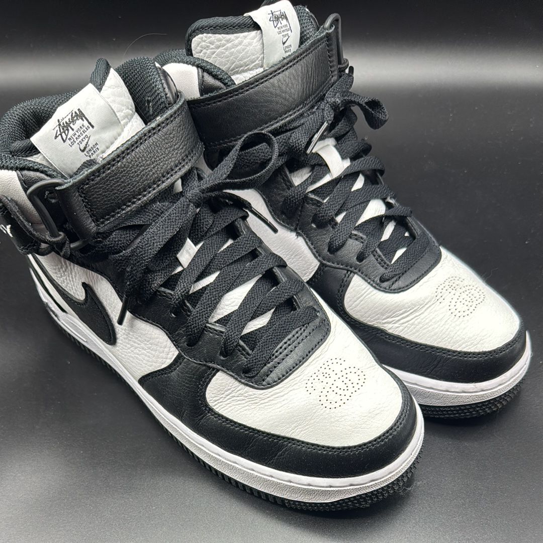 Stussy × Nike Air Force 1 Mid "Black and Light Bone"