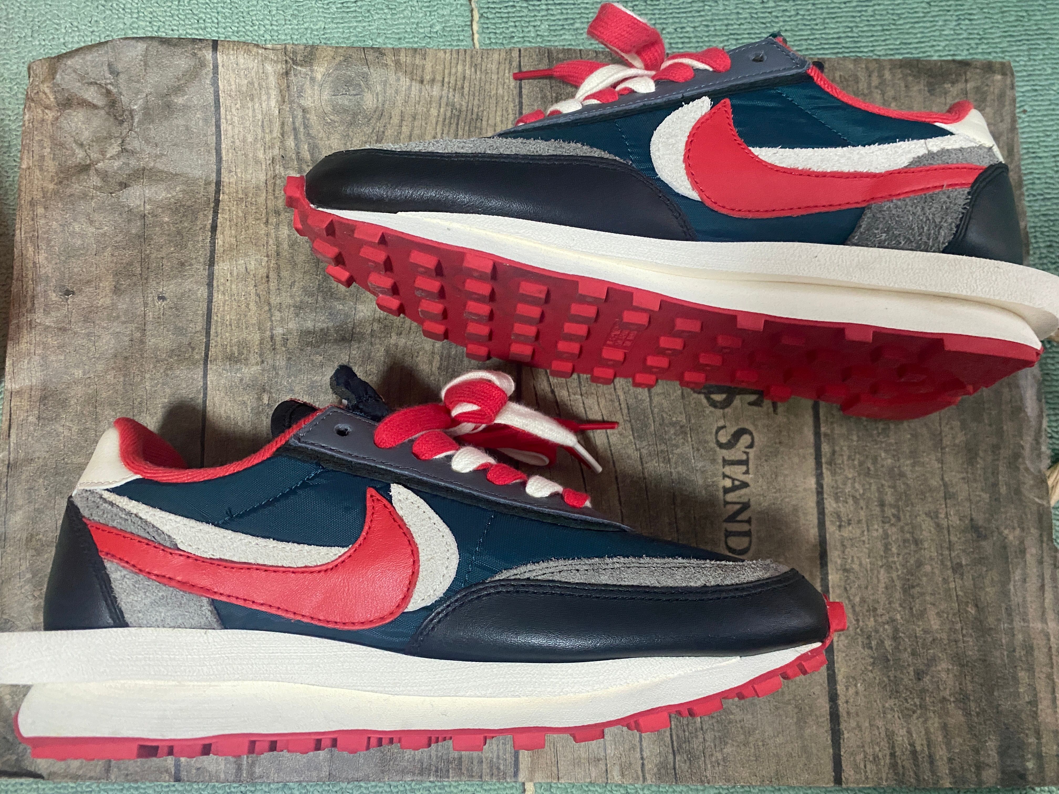 UNDERCOVER × sacai × Nike LD Waffle "Midnight Spruce/Pale Ivory-Dark Grey-University Red"