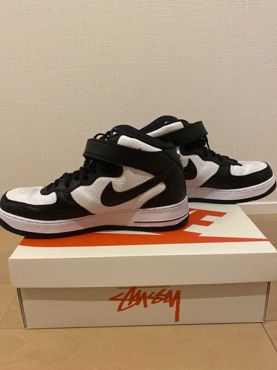 Stussy × Nike Air Force 1 Mid "Black and Light Bone"