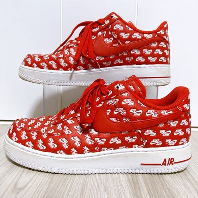Air force 1 sales all over logo red