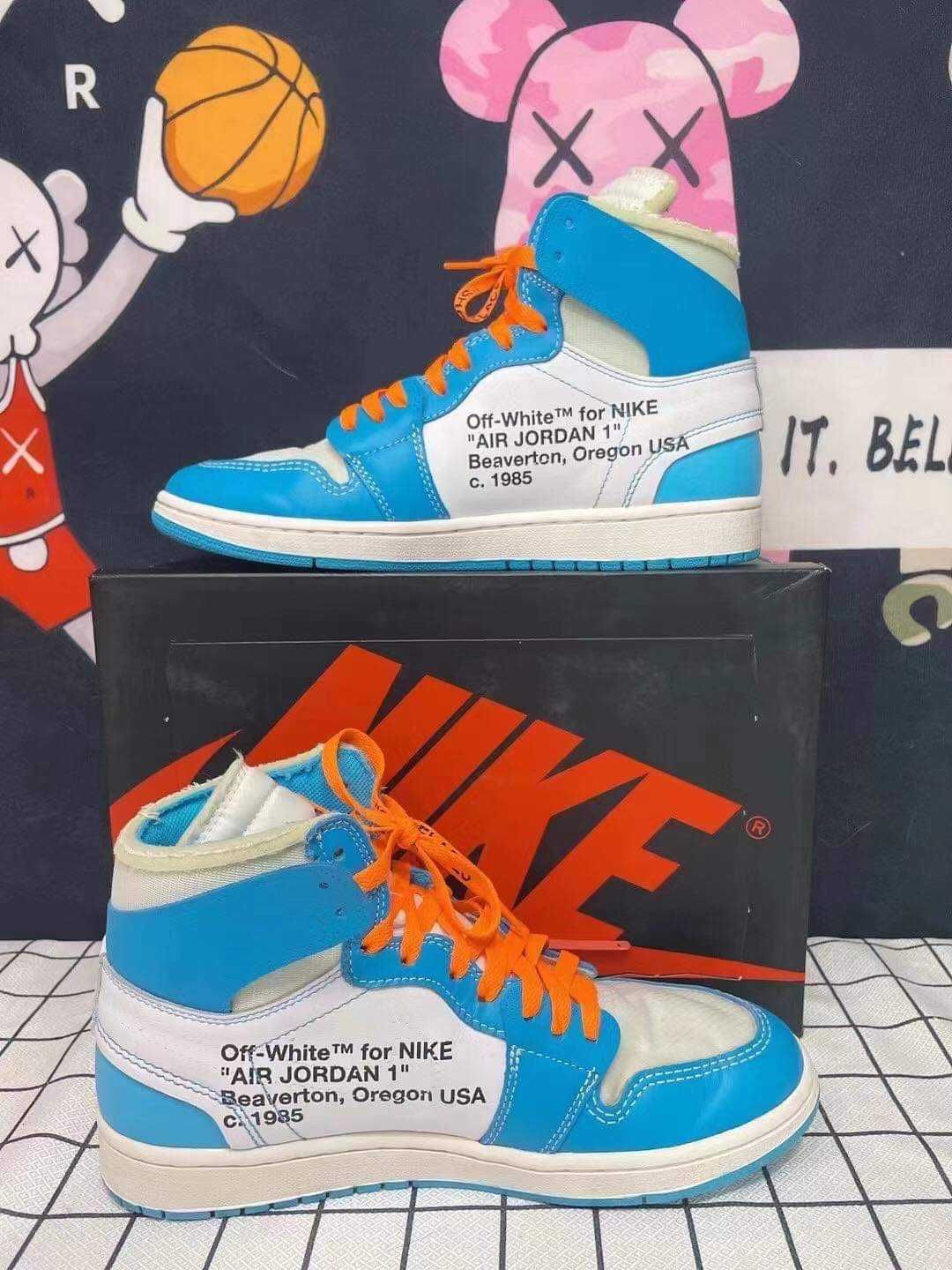 Off-White × Nike Air Jordan 1 High UNC "White/Dark Powder Blue"