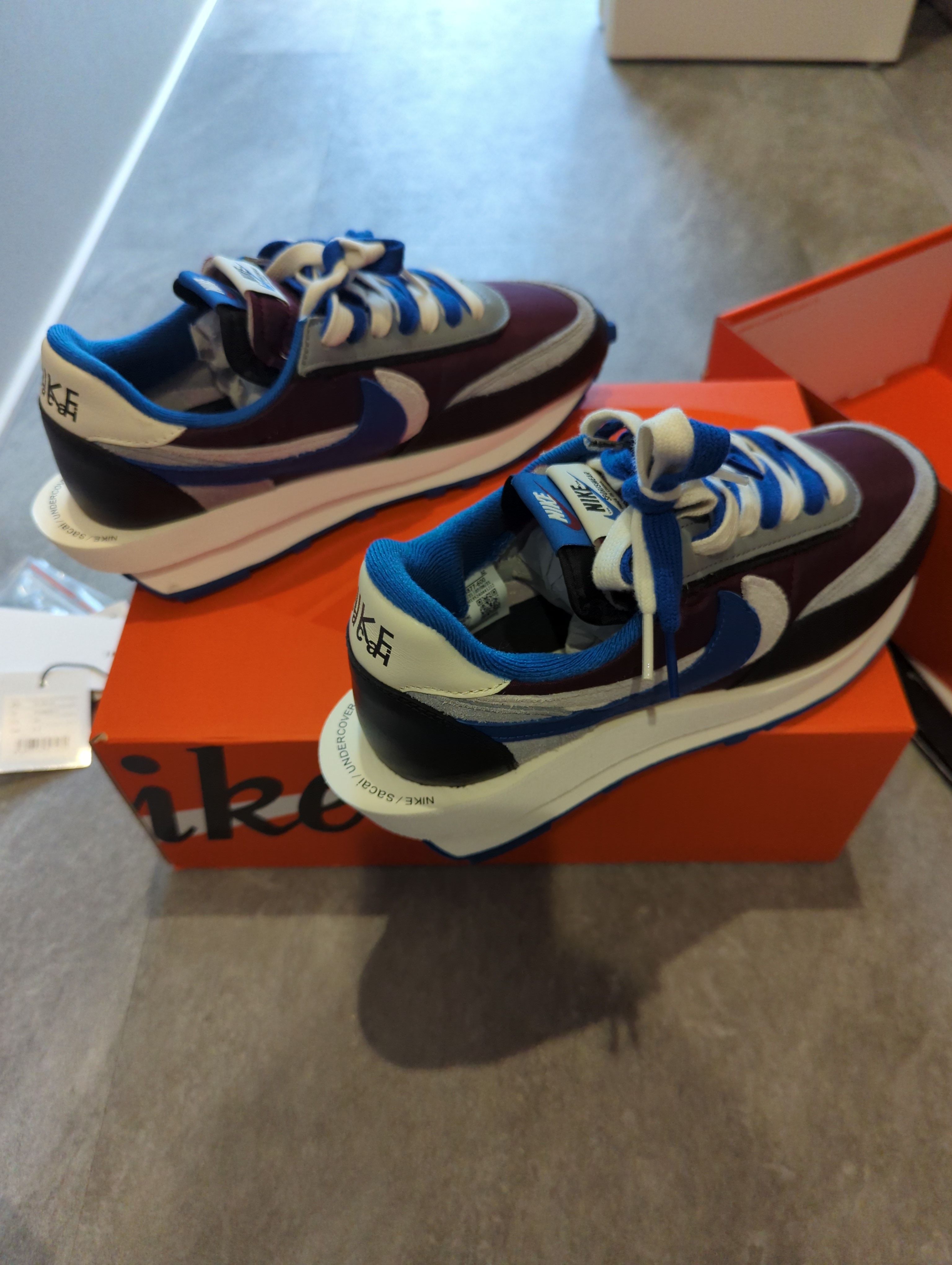 UNDERCOVER × sacai × Nike LD Waffle "Night Maroon/Pale Ivory-Ground Grey-Team Royal"