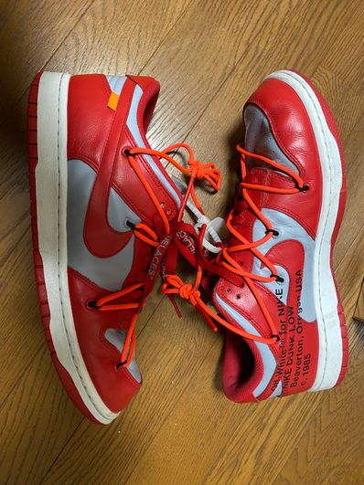 Off-White × Nike Dunk Low "University Red/Wolf Grey"