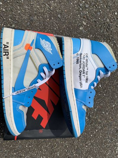 Off-White × Nike Air Jordan 1 High UNC "White/Dark Powder Blue"