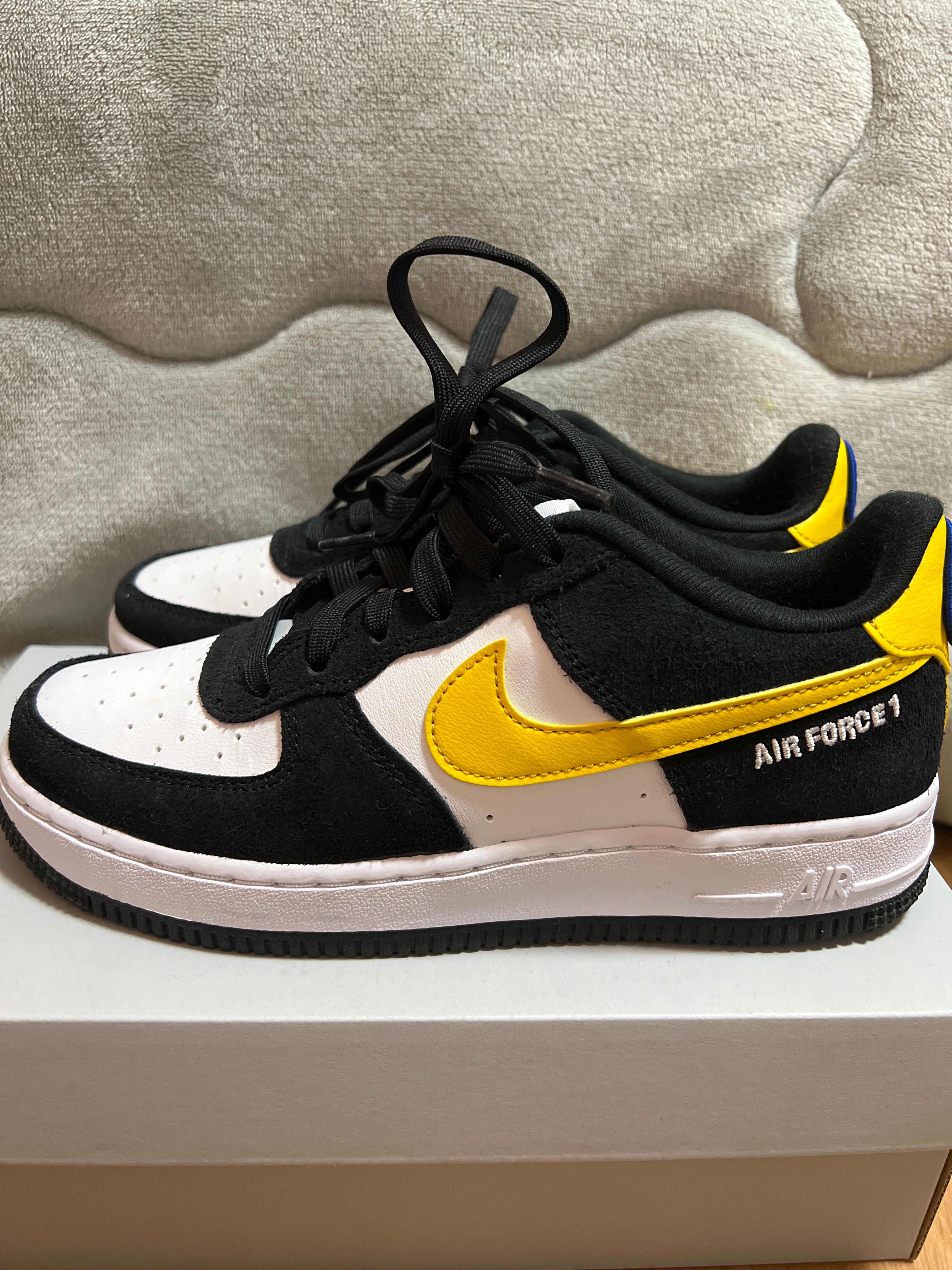 Nike GS Air Force 1 Low '07 LV8 Atheletic Club "Black/Dark Sulfur"