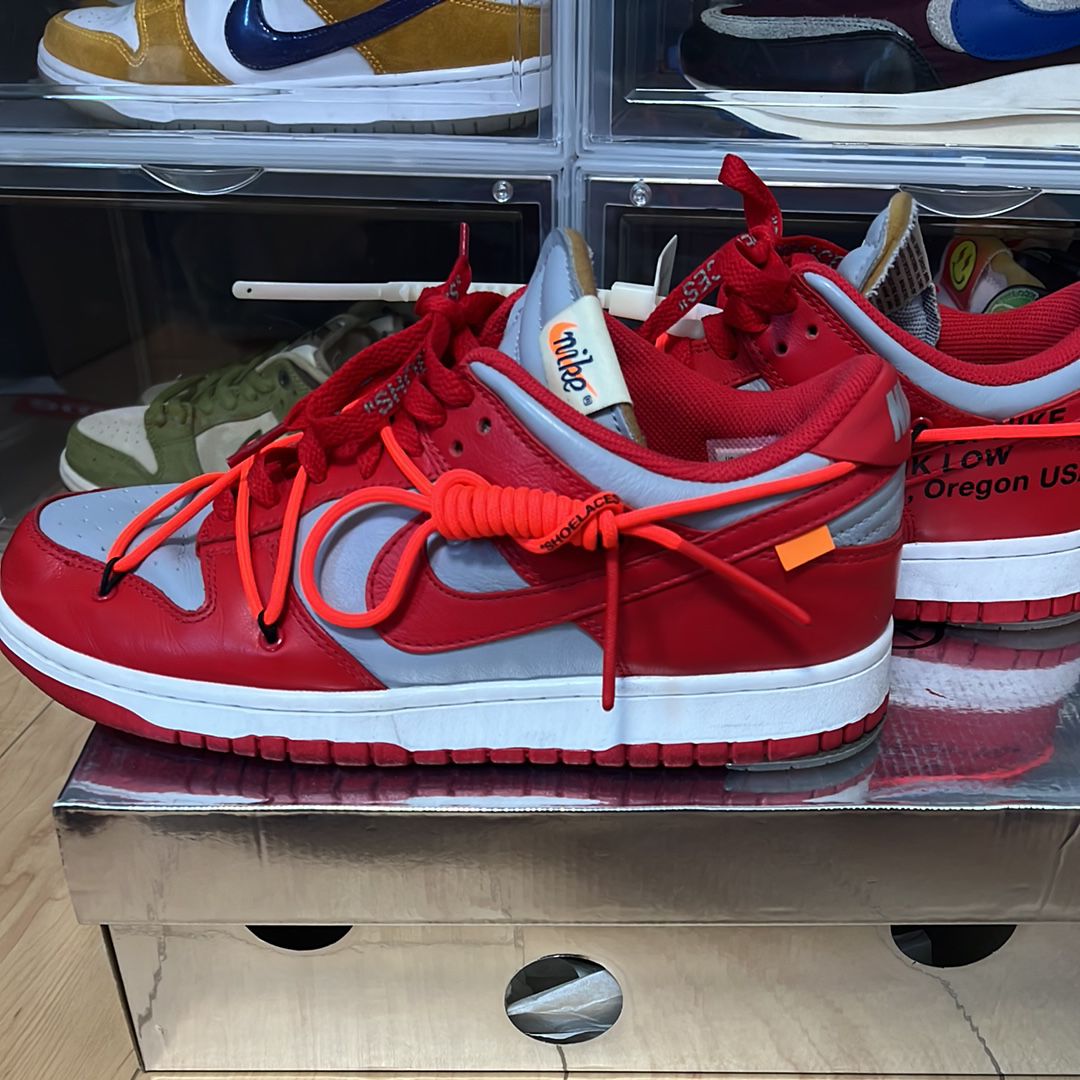 Off-White × Nike Dunk Low "University Red/Wolf Grey"