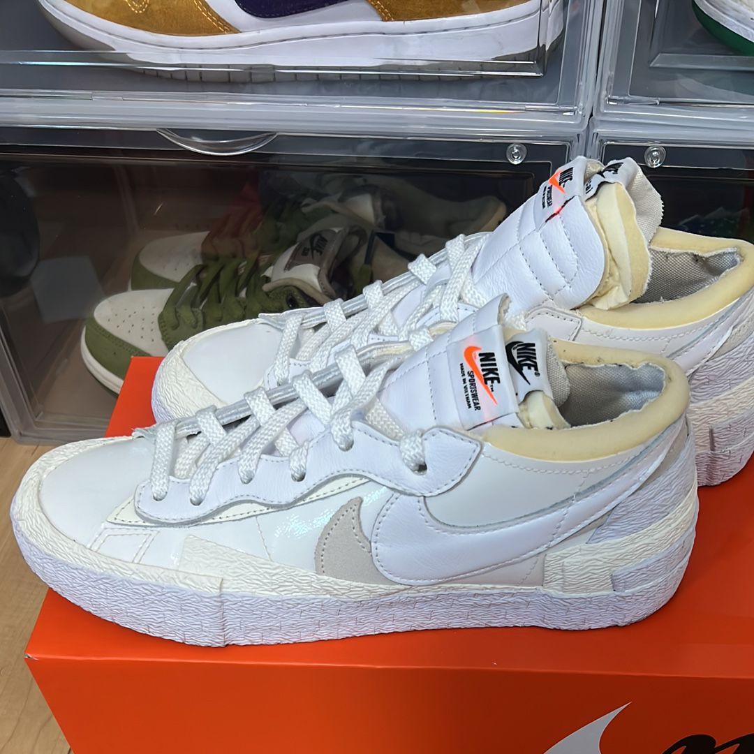 sacai × Nike Blazer Low "White Patent Leather"
