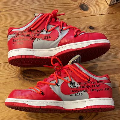 Off-White × Nike Dunk Low "University Red/Wolf Grey"