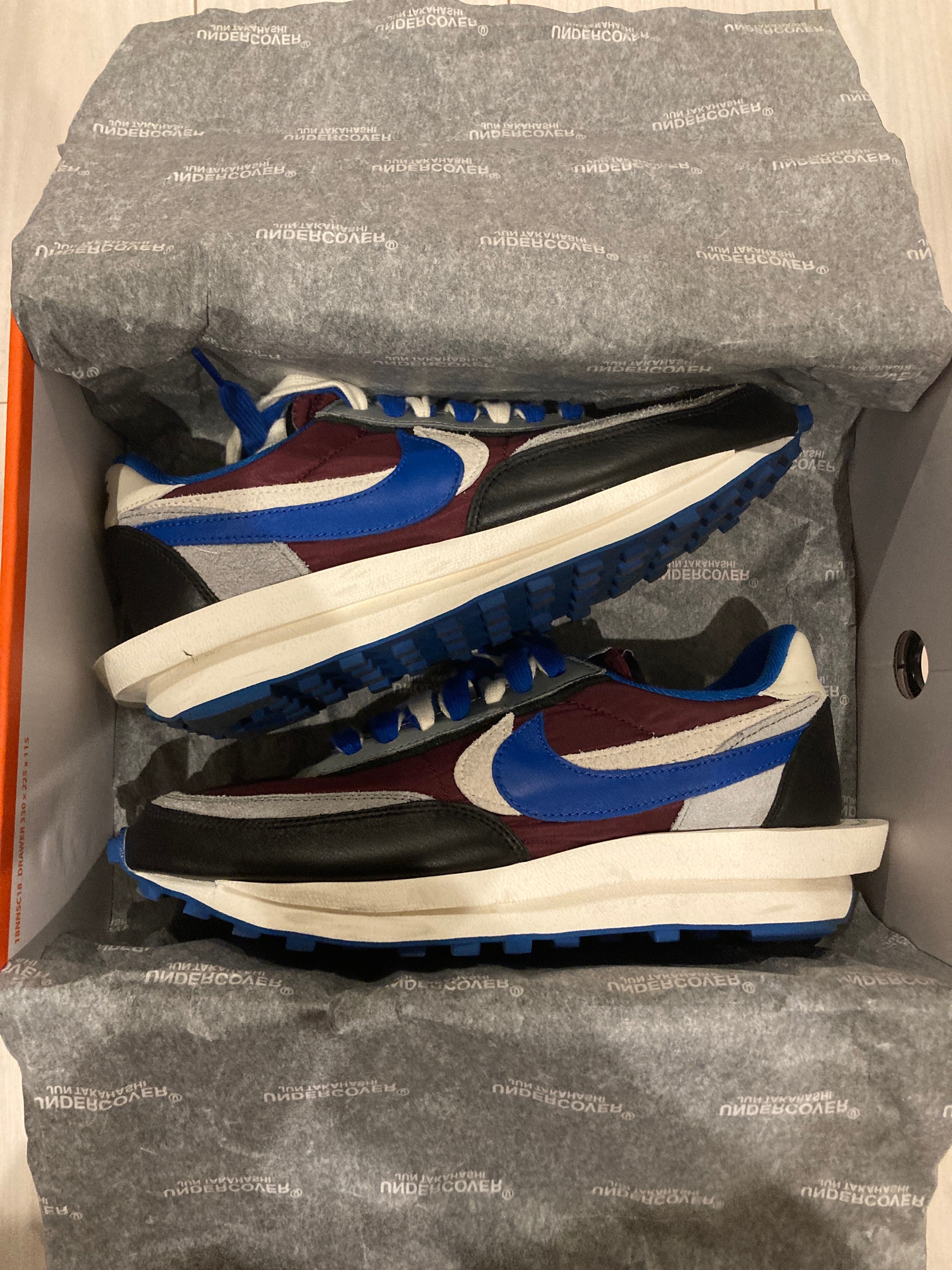 UNDERCOVER × sacai × Nike LD Waffle "Night Maroon/Pale Ivory-Ground Grey-Team Royal"