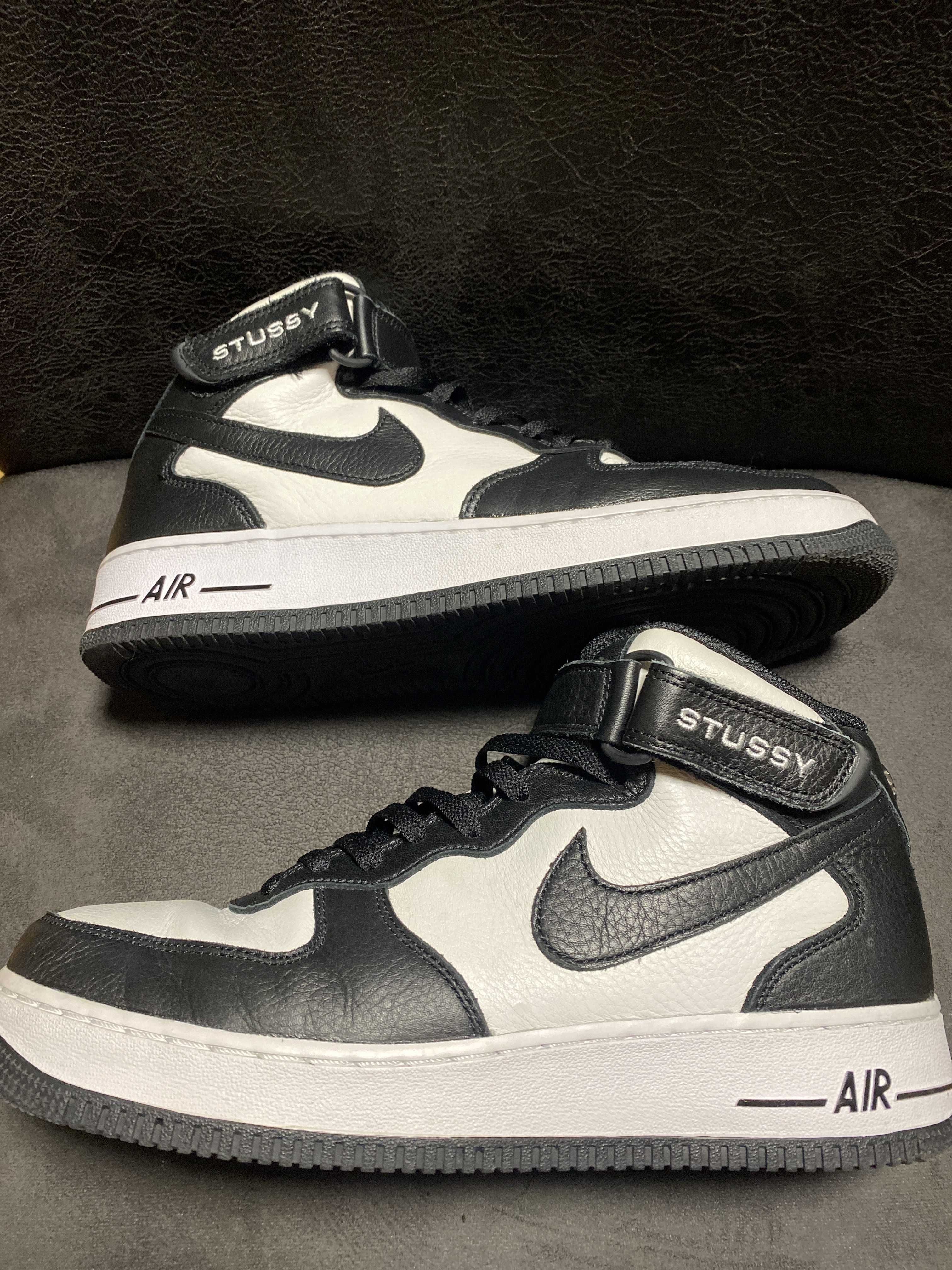 Stussy × Nike Air Force 1 Mid "Black and Light Bone"