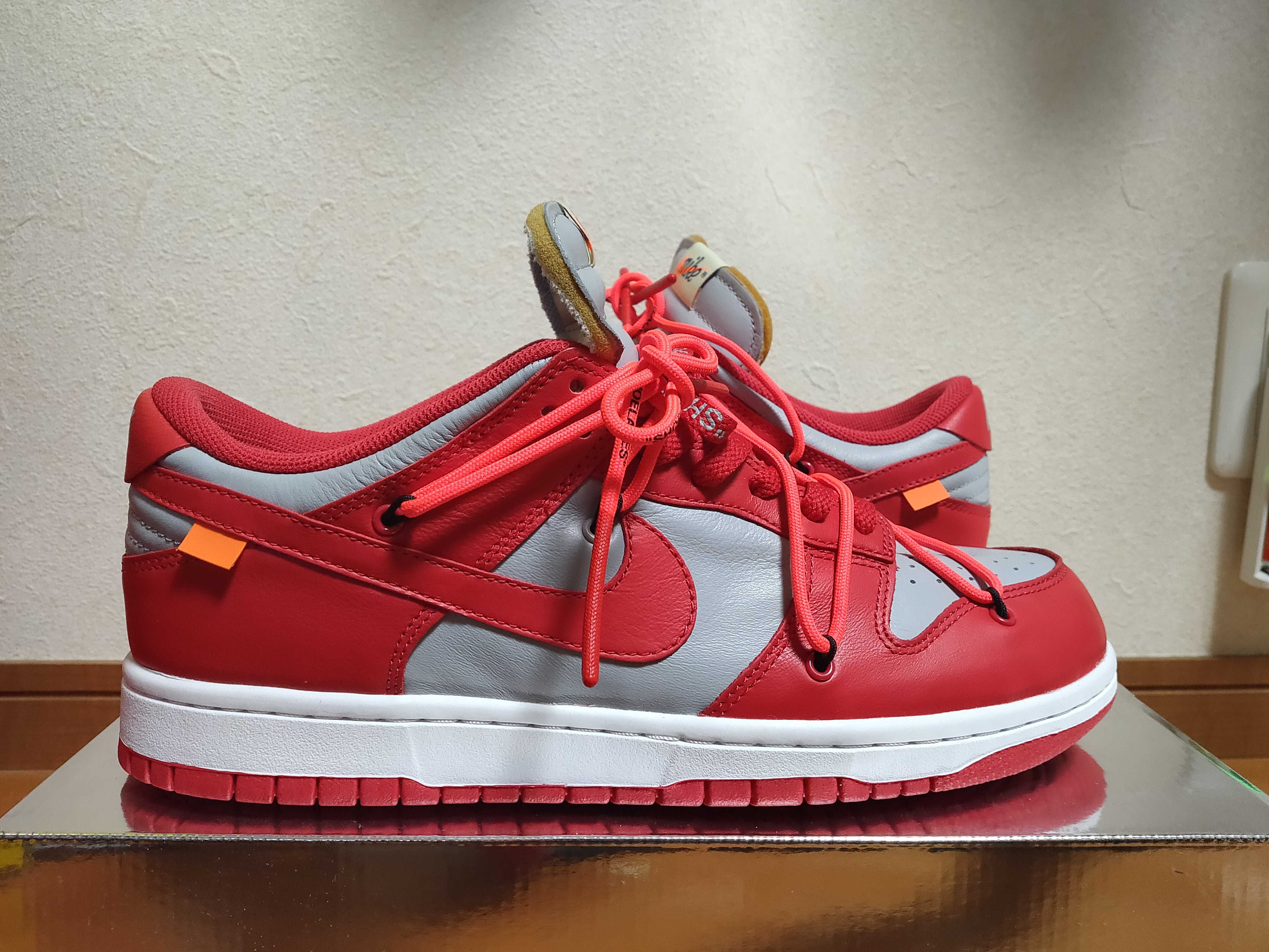 Off-White × Nike Dunk Low "University Red/Wolf Grey"