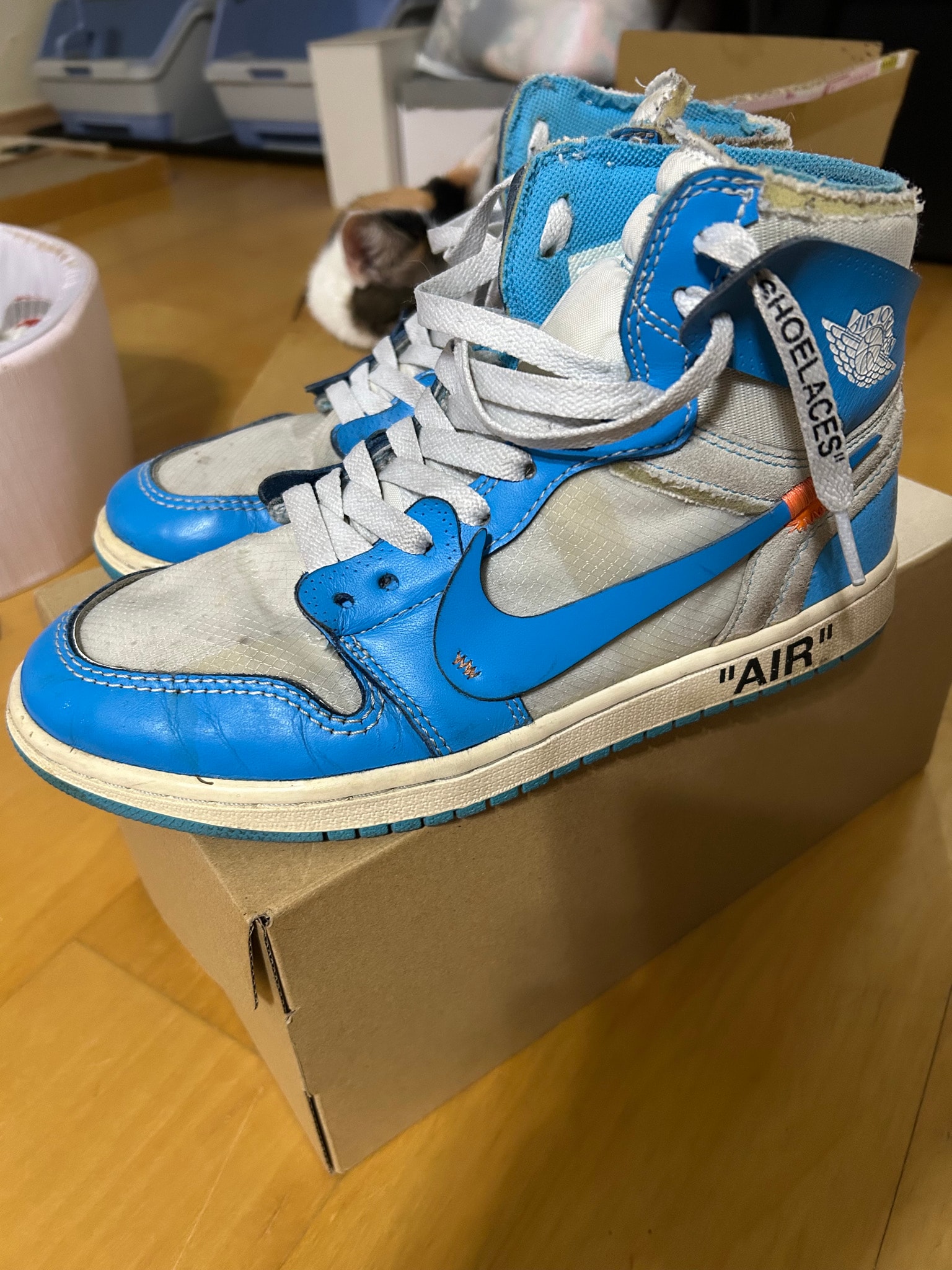 Off-White × Nike Air Jordan 1 High UNC "White/Dark Powder Blue"