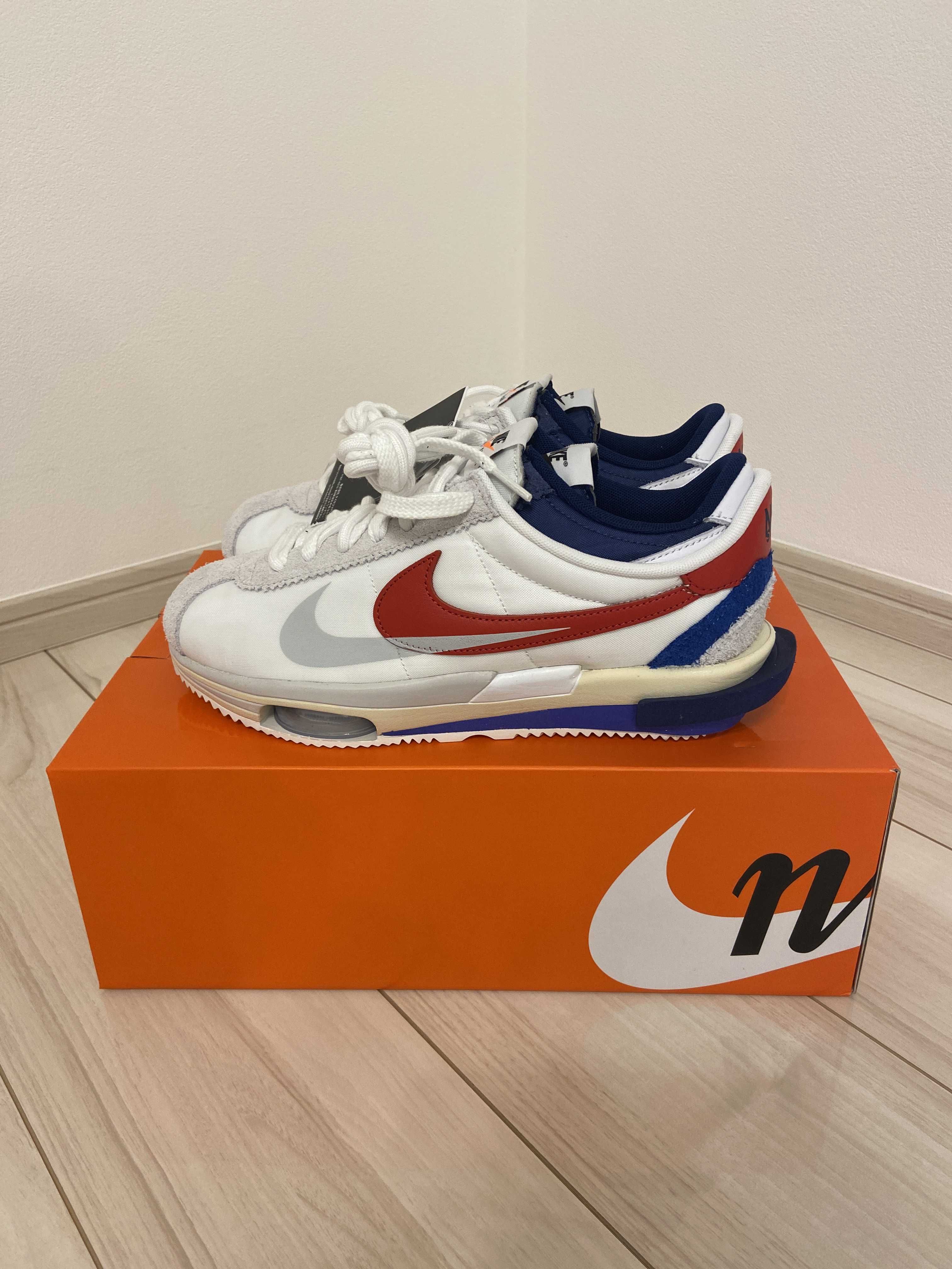 sacai × Nike Zoom Cortez "White and University Red"