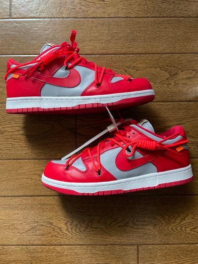 Off-White × Nike Dunk Low "University Red/Wolf Grey"