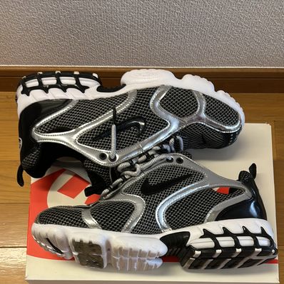 STUSSY × NIKE AIR ZOOM SPIRIDON CAGED "PURE PLATINUM/BLACK-WHITE"