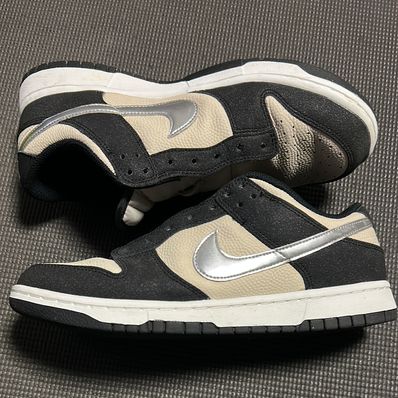 Nike Women's Dunk Low "Beige/Black and Metallic Silver"