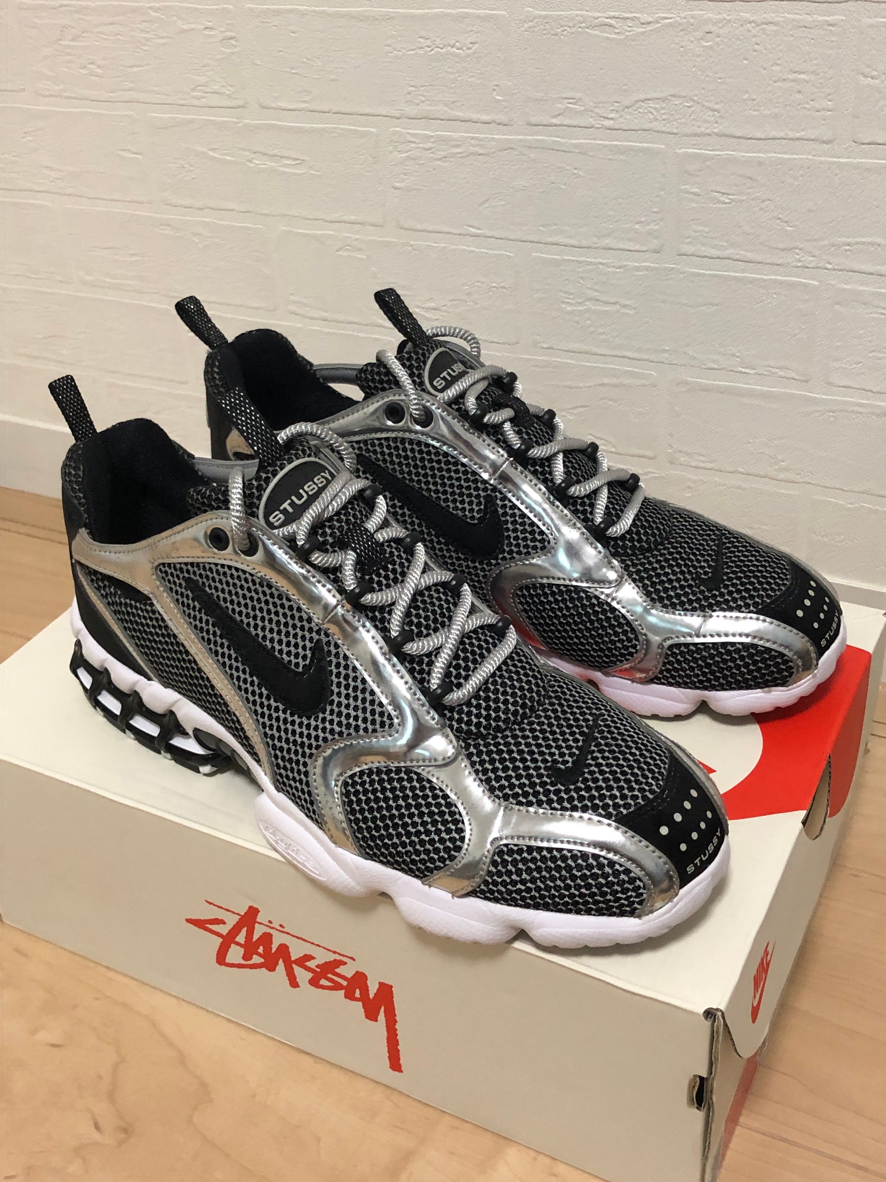 STUSSY × NIKE AIR ZOOM SPIRIDON CAGED "PURE PLATINUM/BLACK-WHITE"