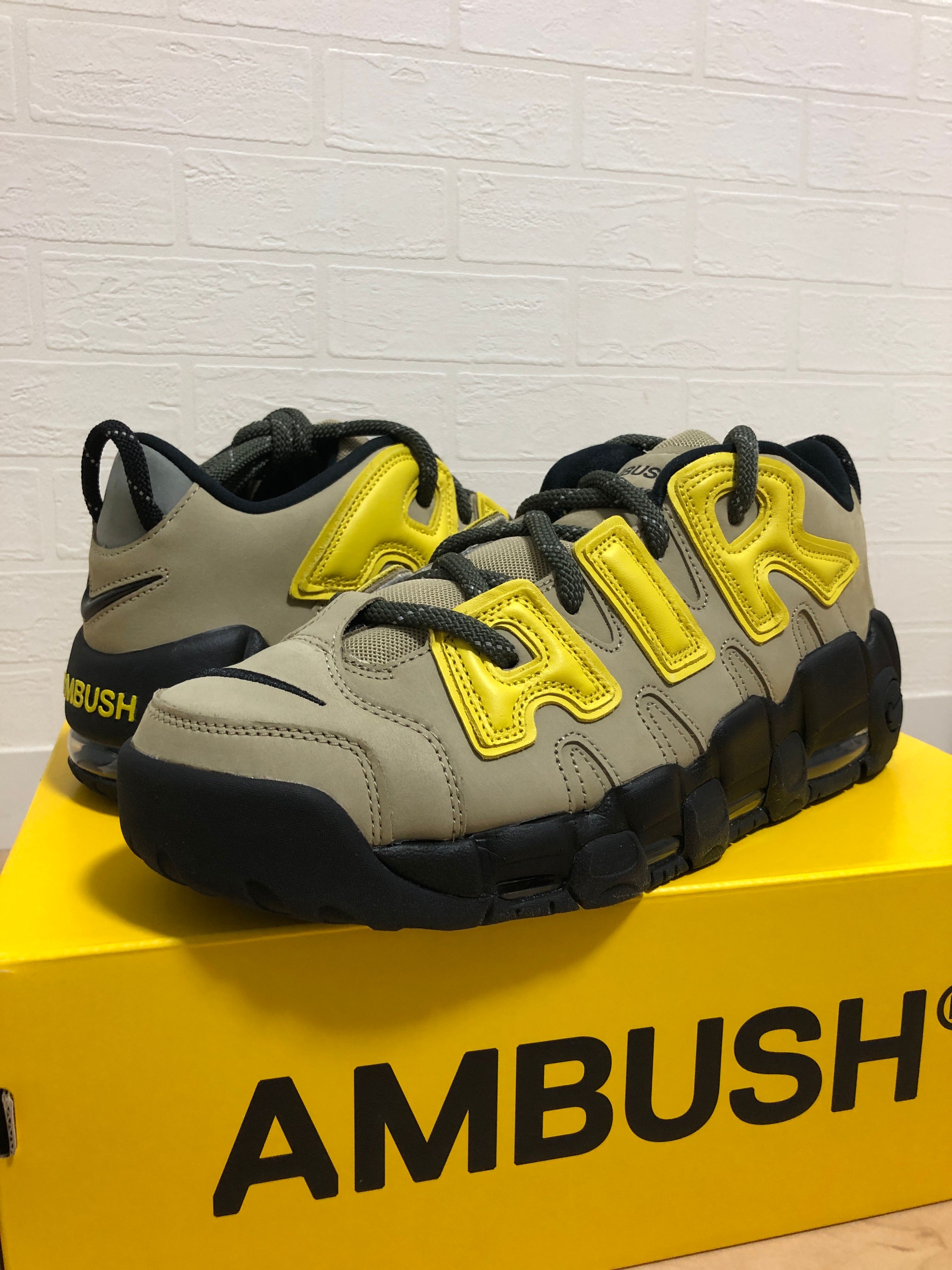 AMBUSH × Nike Air More Uptempo Low "Vivid Sulfur and Limestone"