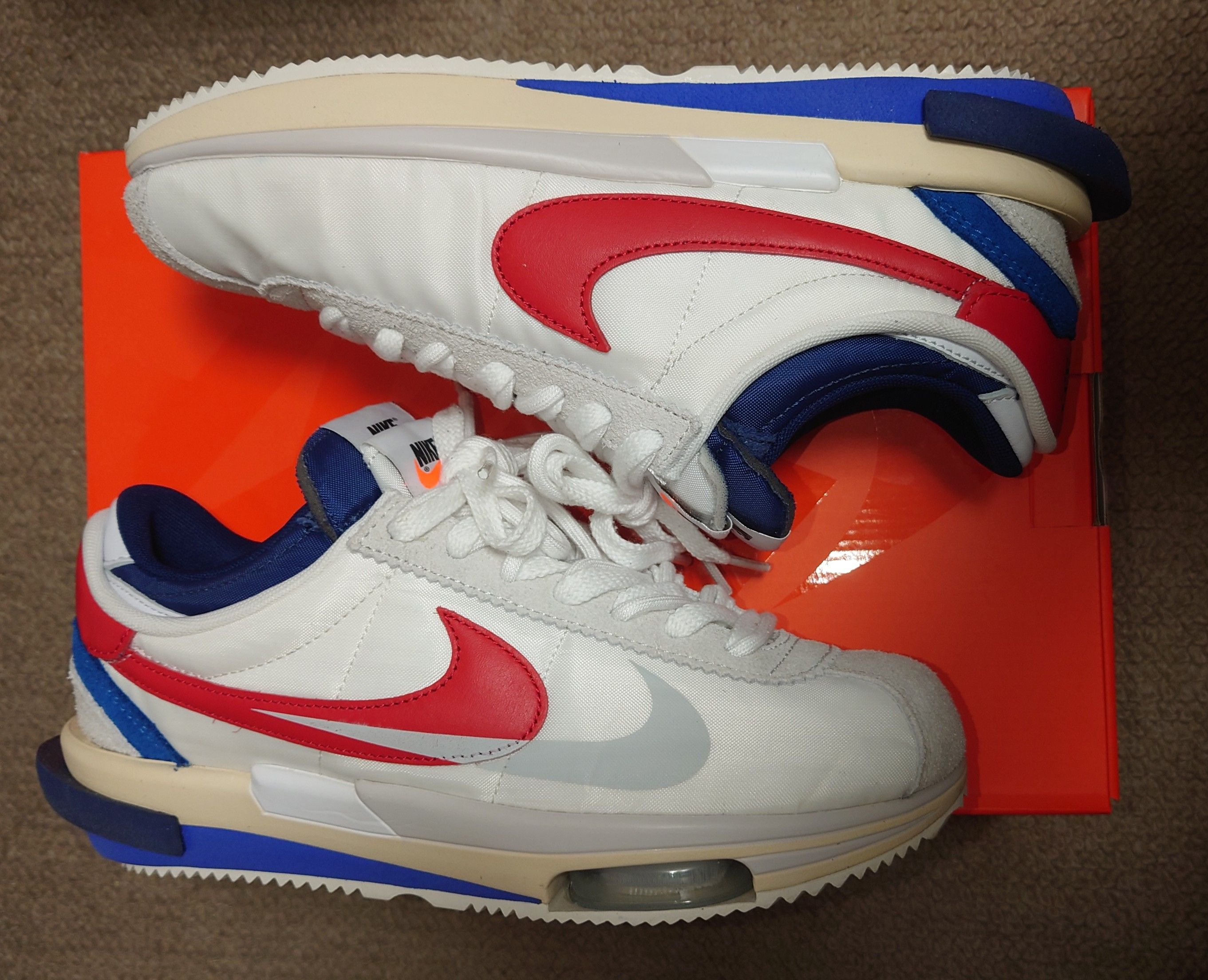 sacai × Nike Zoom Cortez "White and University Red"