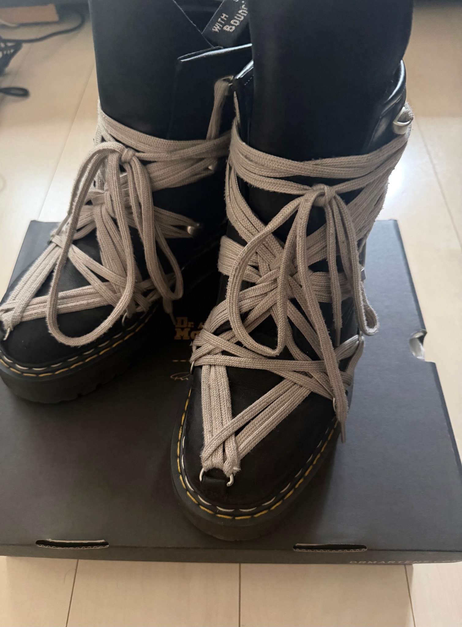 Rick Owens × Dr.Martens 1460 Quad Sole Megalace Boot "Black"
