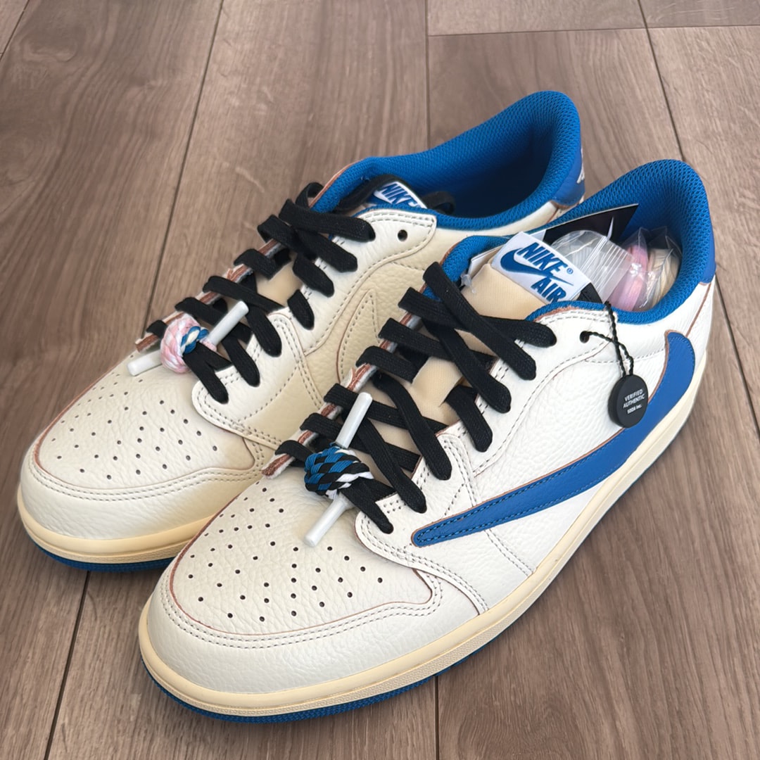 Travis Scott × fragment design × Nike Air Jordan 1 Low OG "Sail/Military Blue"