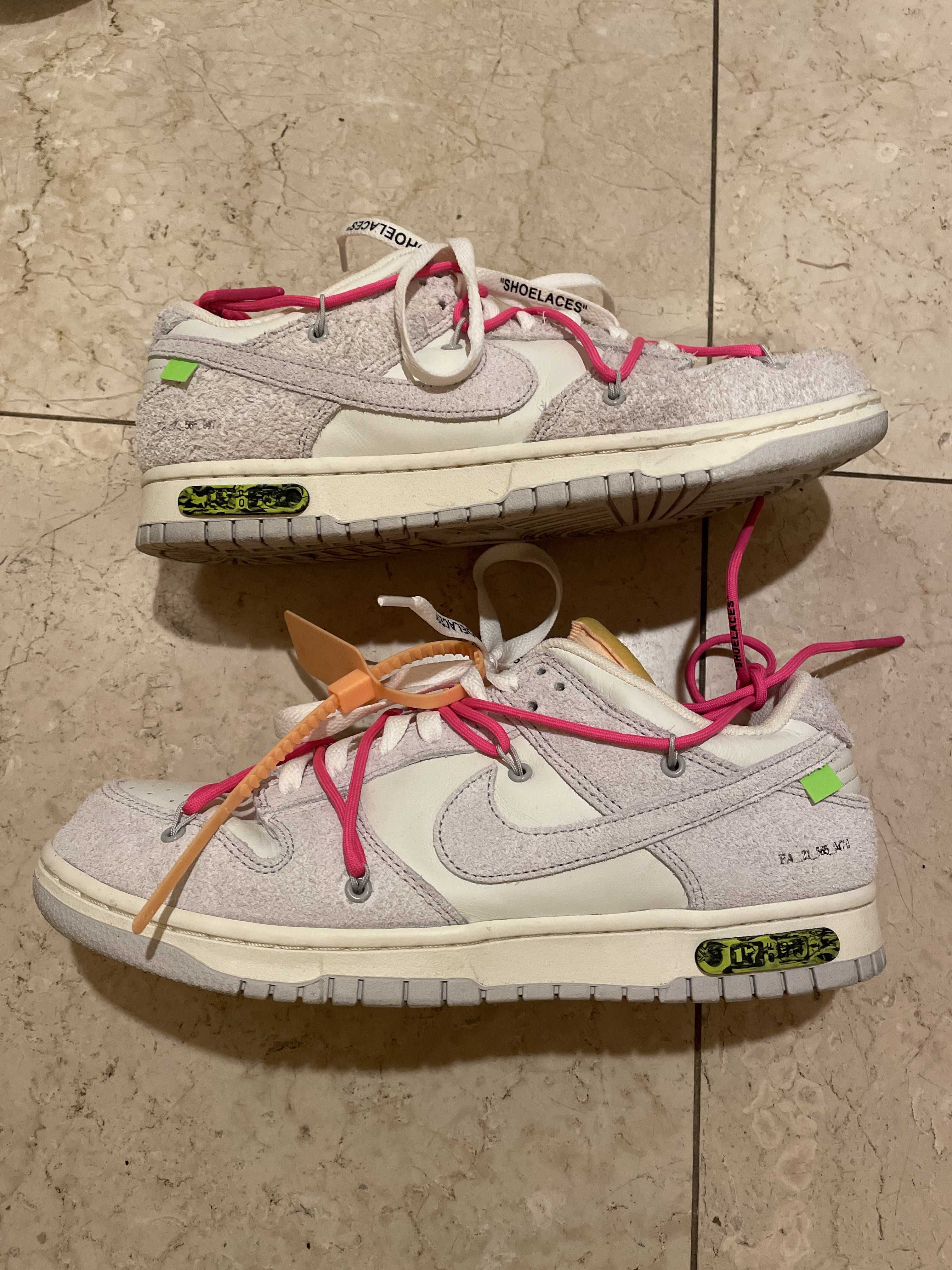 Off-White × Nike Dunk Low "Sail/Neutral Gray/Hyper Pink"