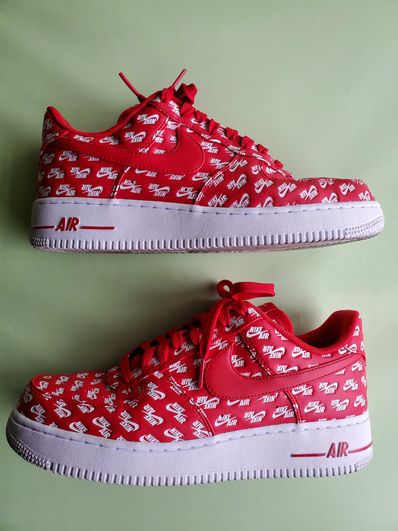 Air force 1 top all over logo red