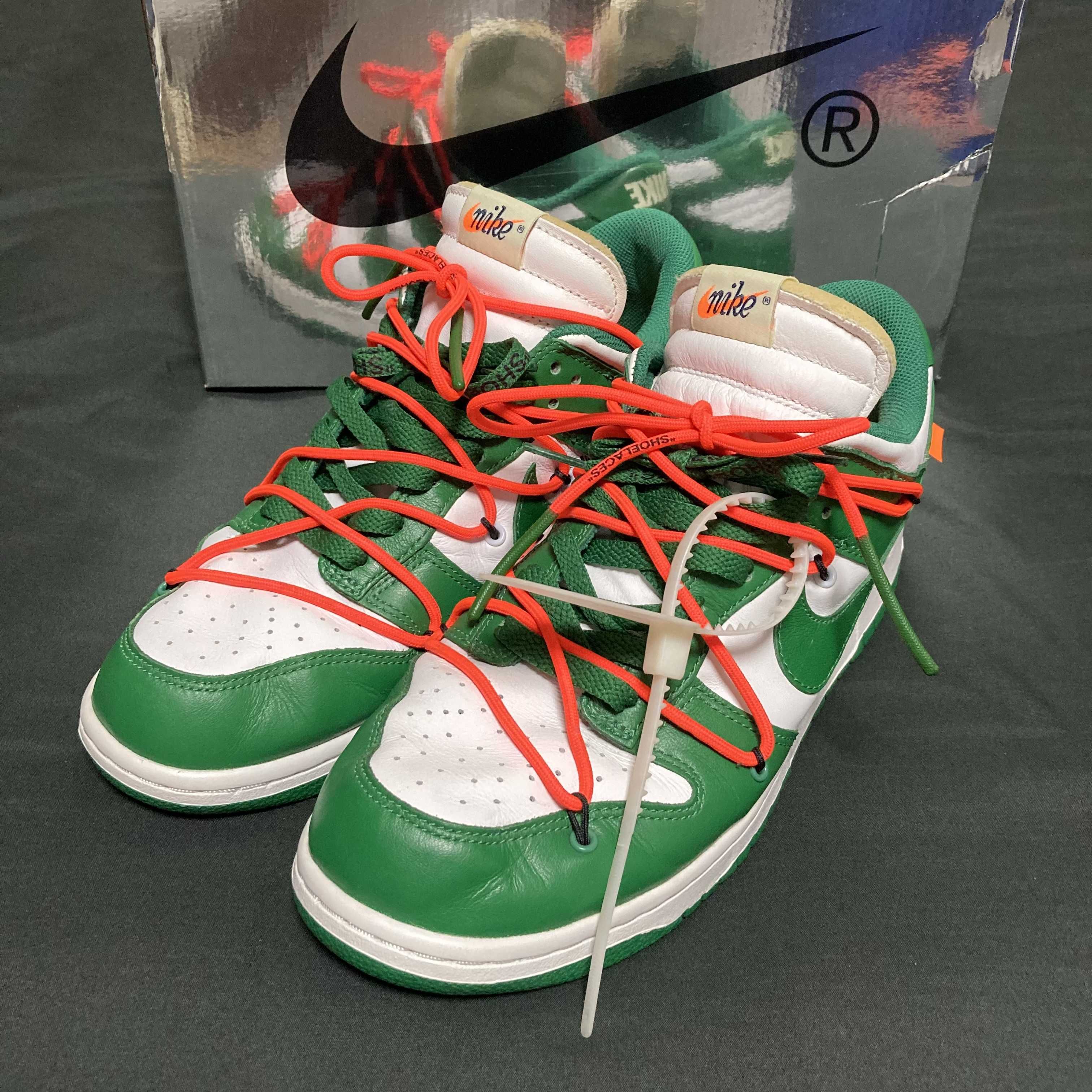 Off-White × Nike Dunk Low "White/Pine Green"