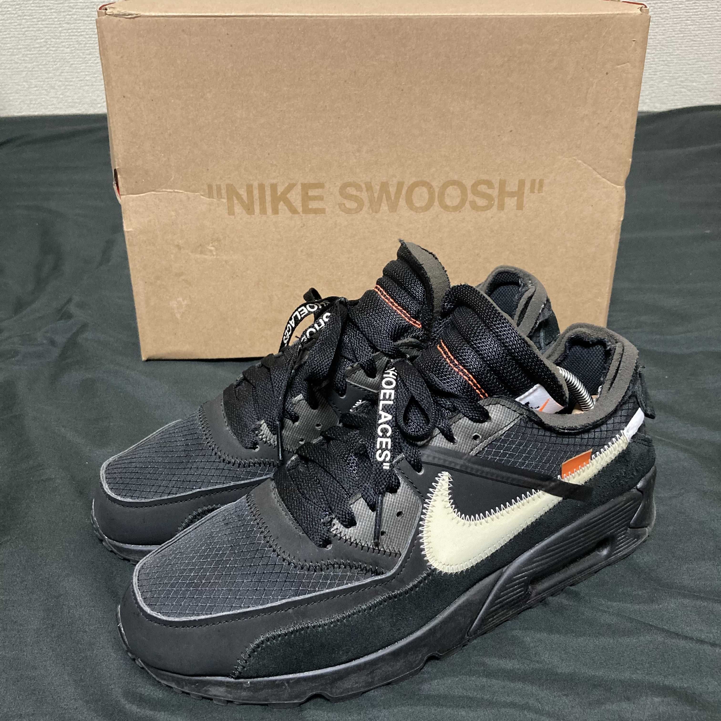 Off-White × Nike Air Max 90 "Black/Black-Cone-White"