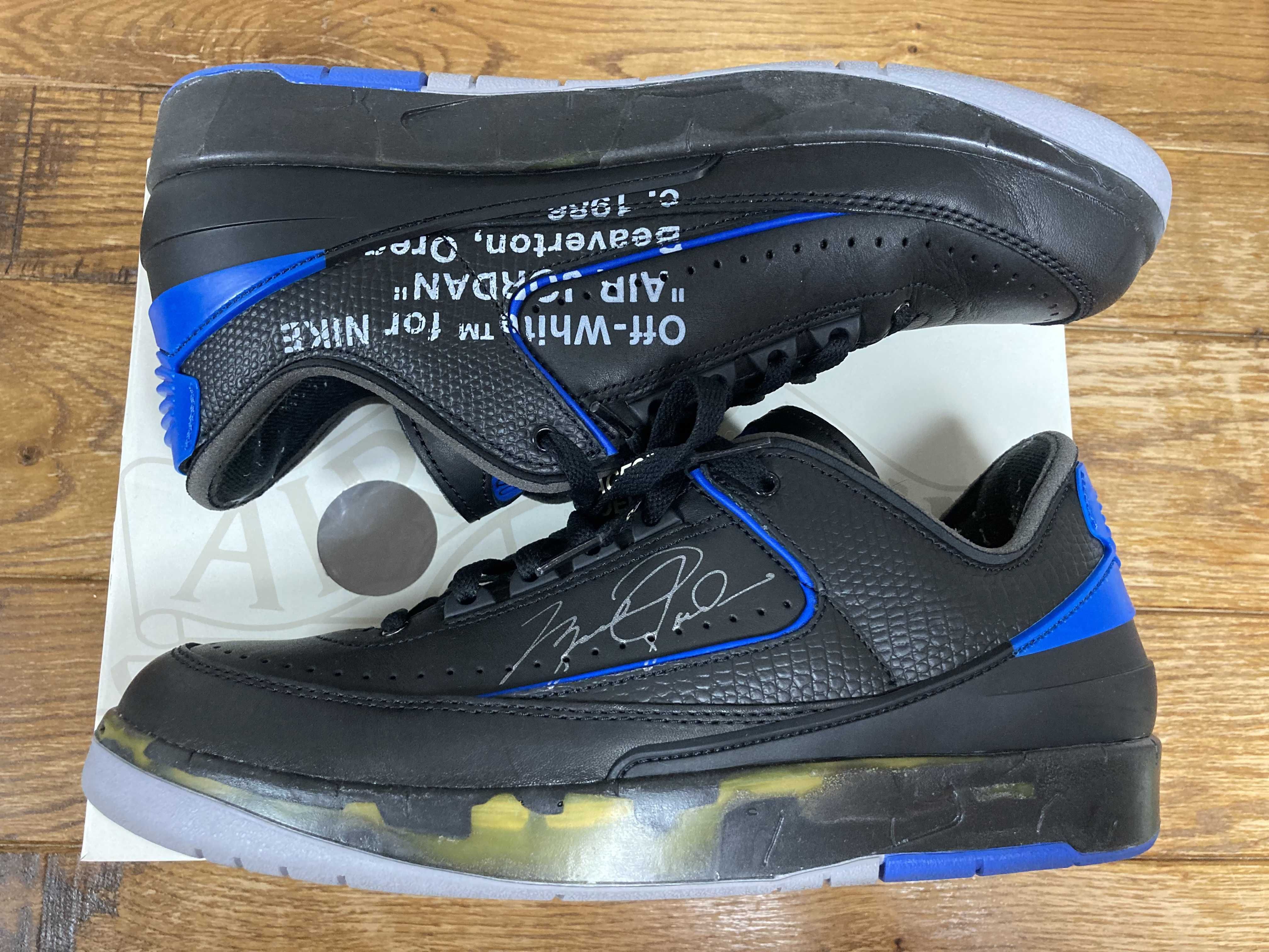 Off-White × Nike Air Jordan 2 Low "Black and Varsity Royal"