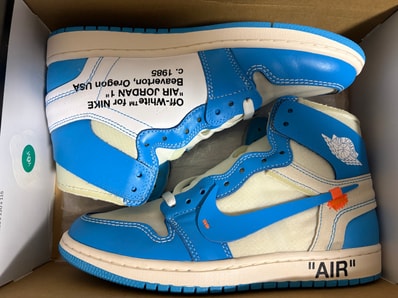 Off-White × Nike Air Jordan 1 High UNC "White/Dark Powder Blue"