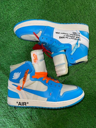 Off-White × Nike Air Jordan 1 High UNC "White/Dark Powder Blue"