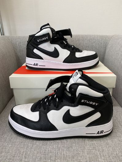 Stussy × Nike Air Force 1 Mid "Black and Light Bone"