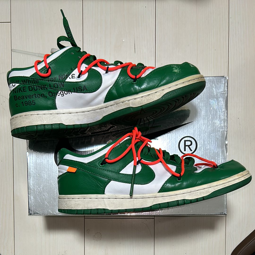 Off-White × Nike Dunk Low "White/Pine Green"