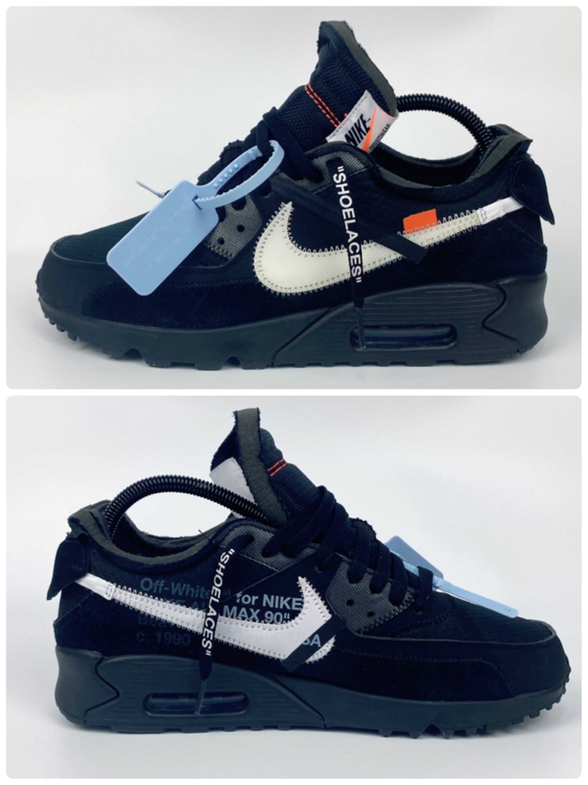 Off-White × Nike Air Max 90 "Black/Black-Cone-White"